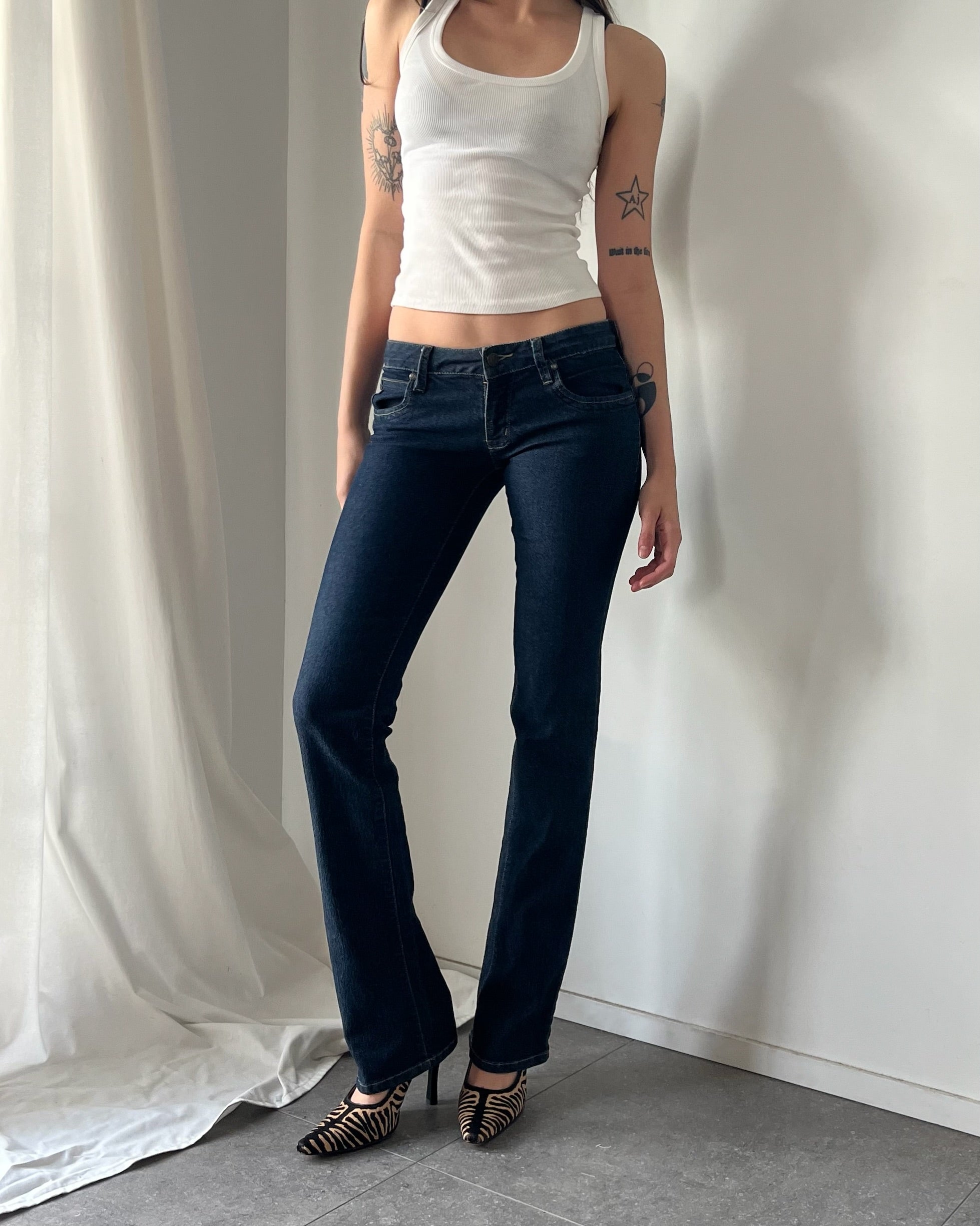 2000s dark wash bootcut jeans