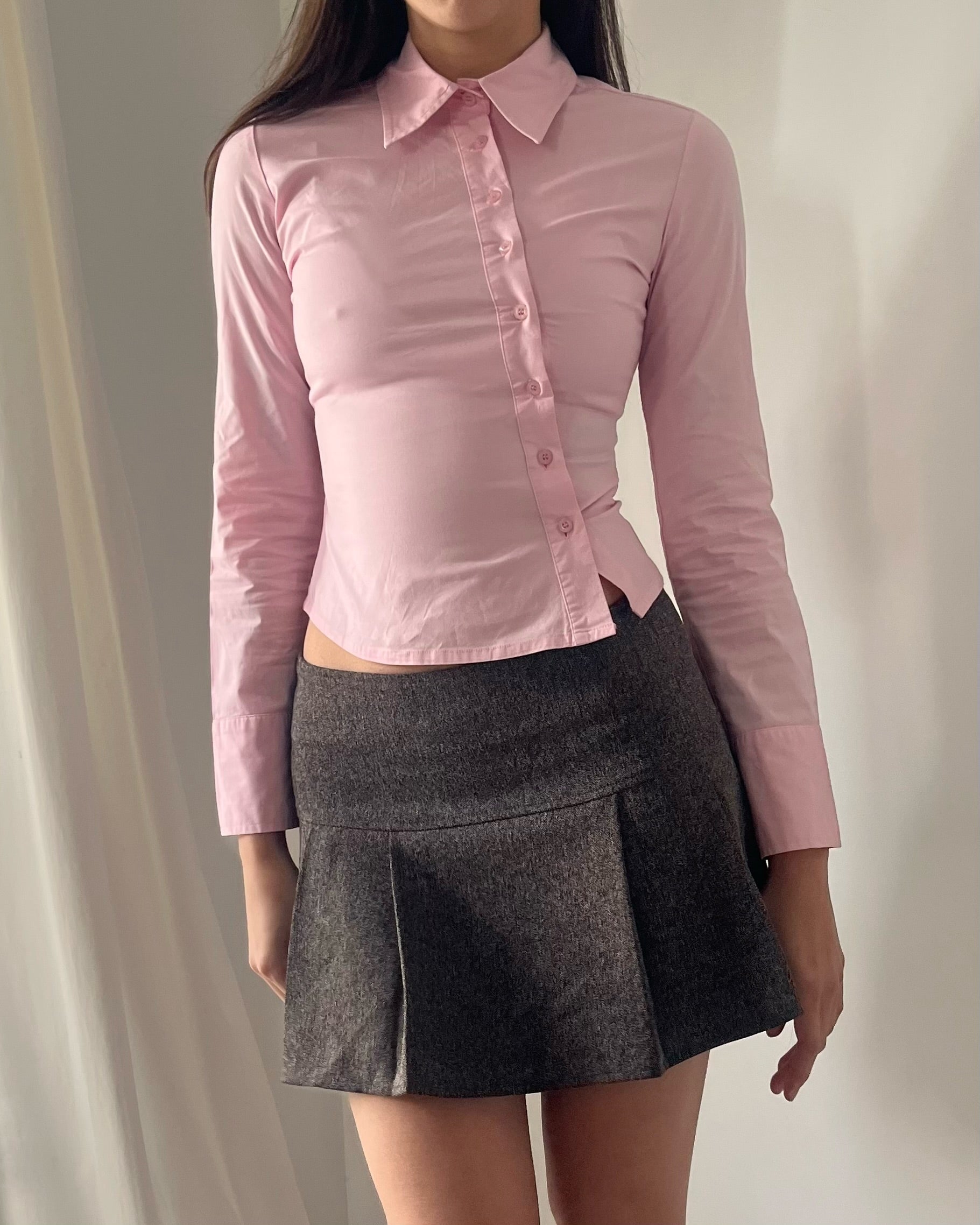 2000s baby pink blouse top