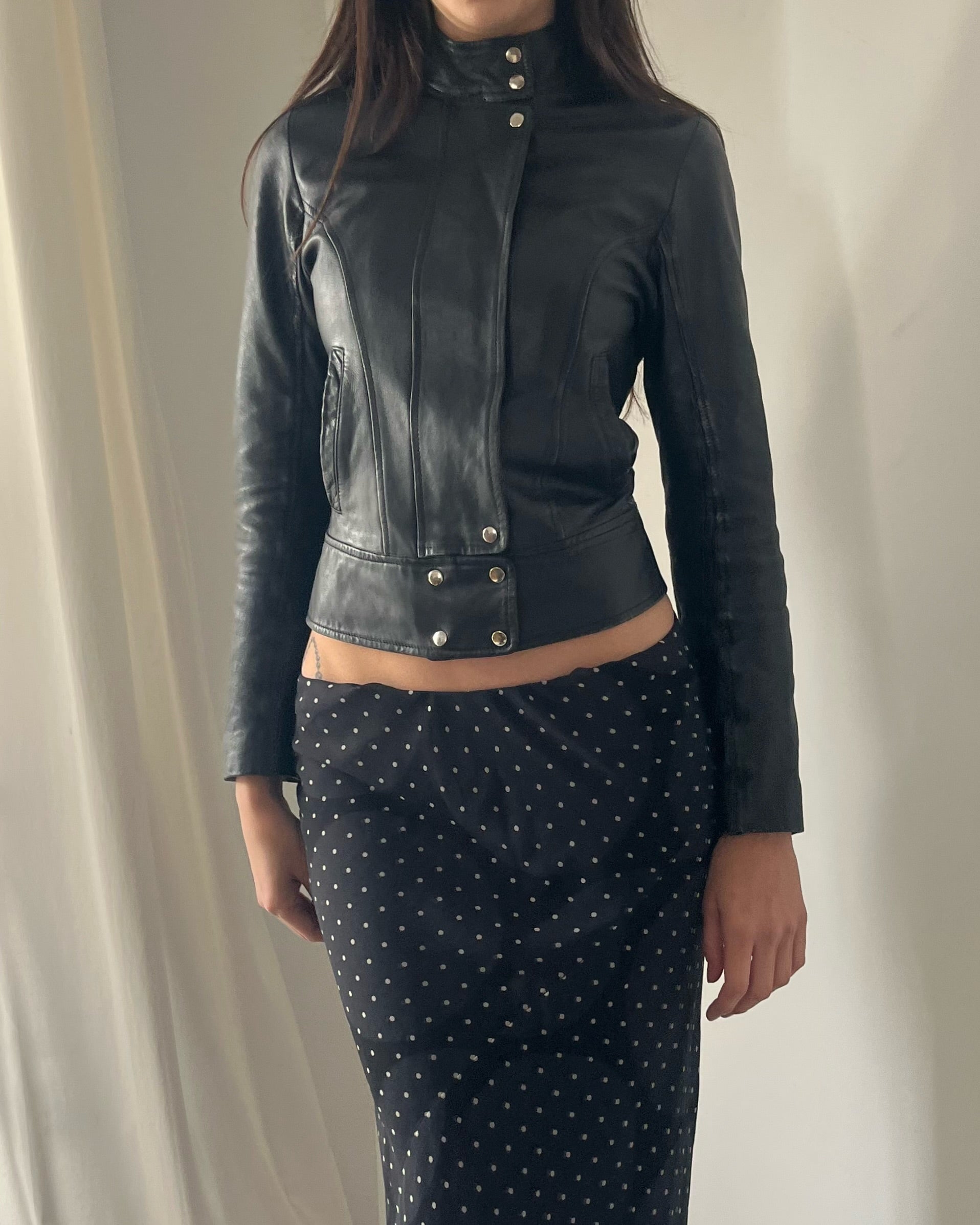 2000s black leather moto jacket