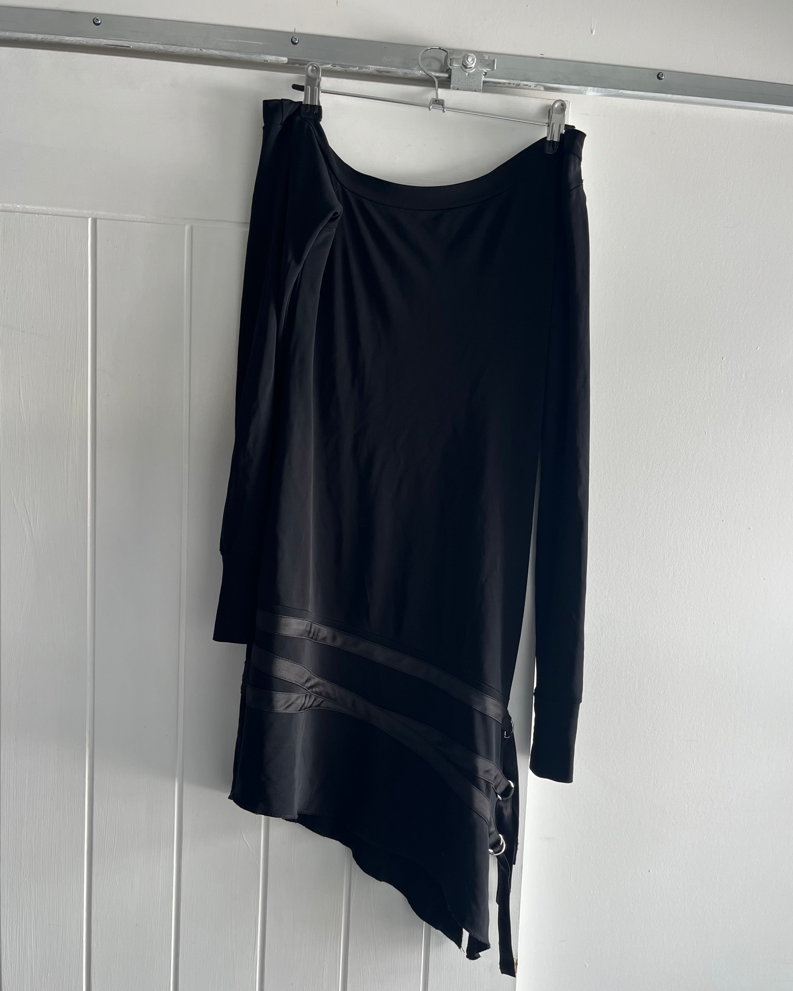 2000s black off shoulder mini dress