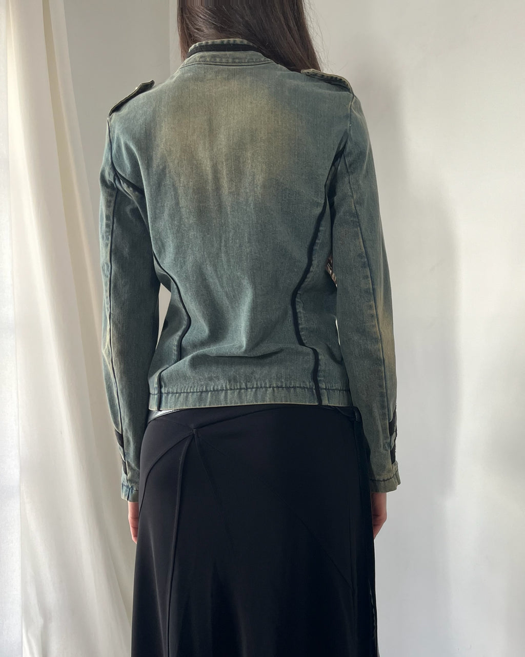 2000s military style denim jacket