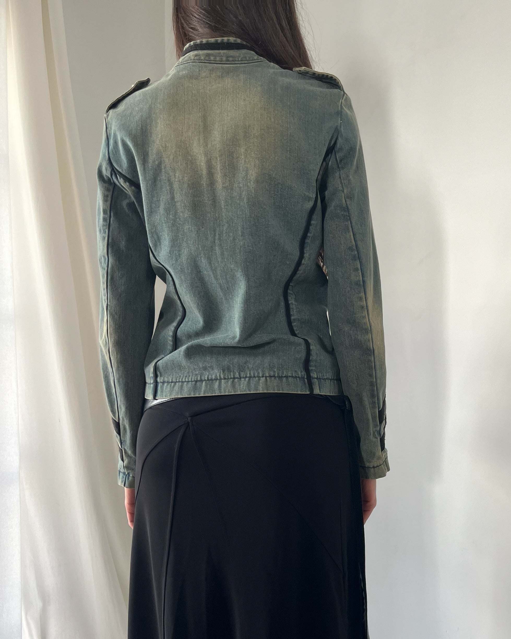2000s military style denim jacket