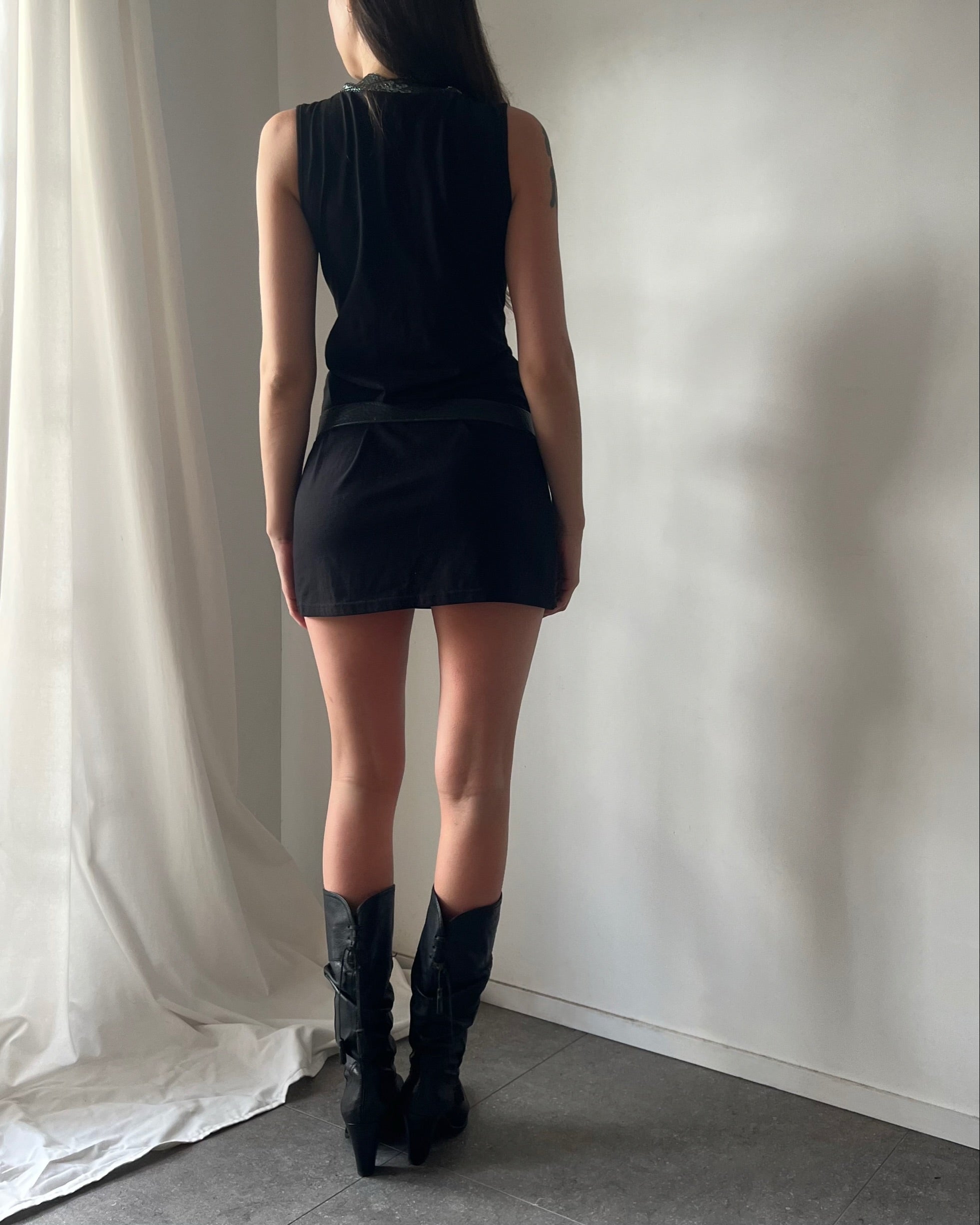 2000s black glomesh mini dress