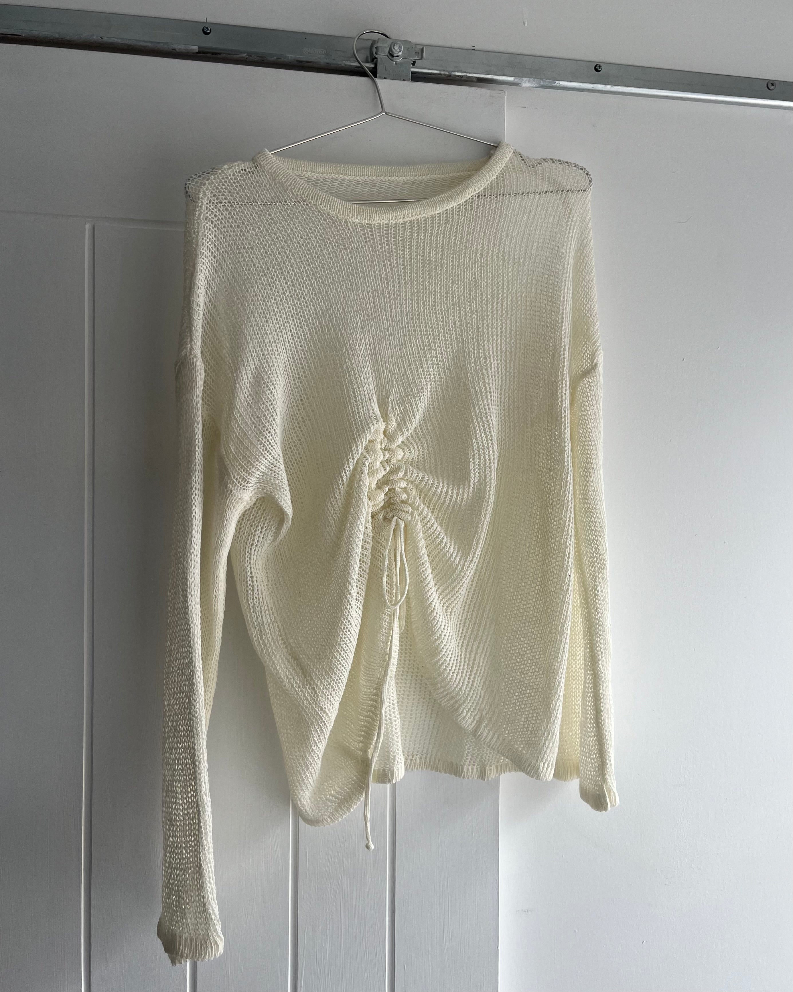 2000s white ruched knit top