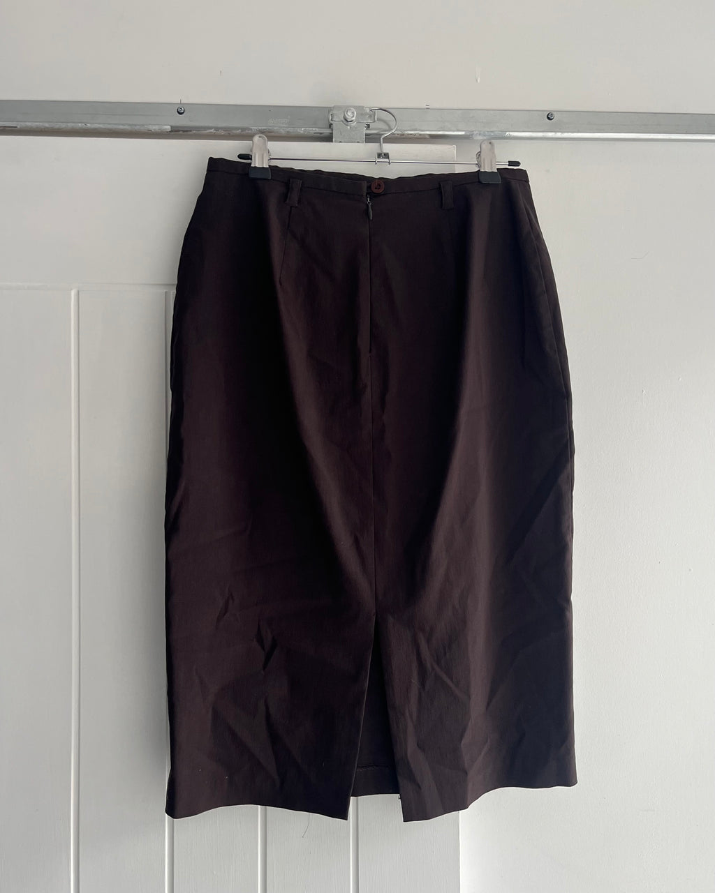 90s brown pencil midi skirt
