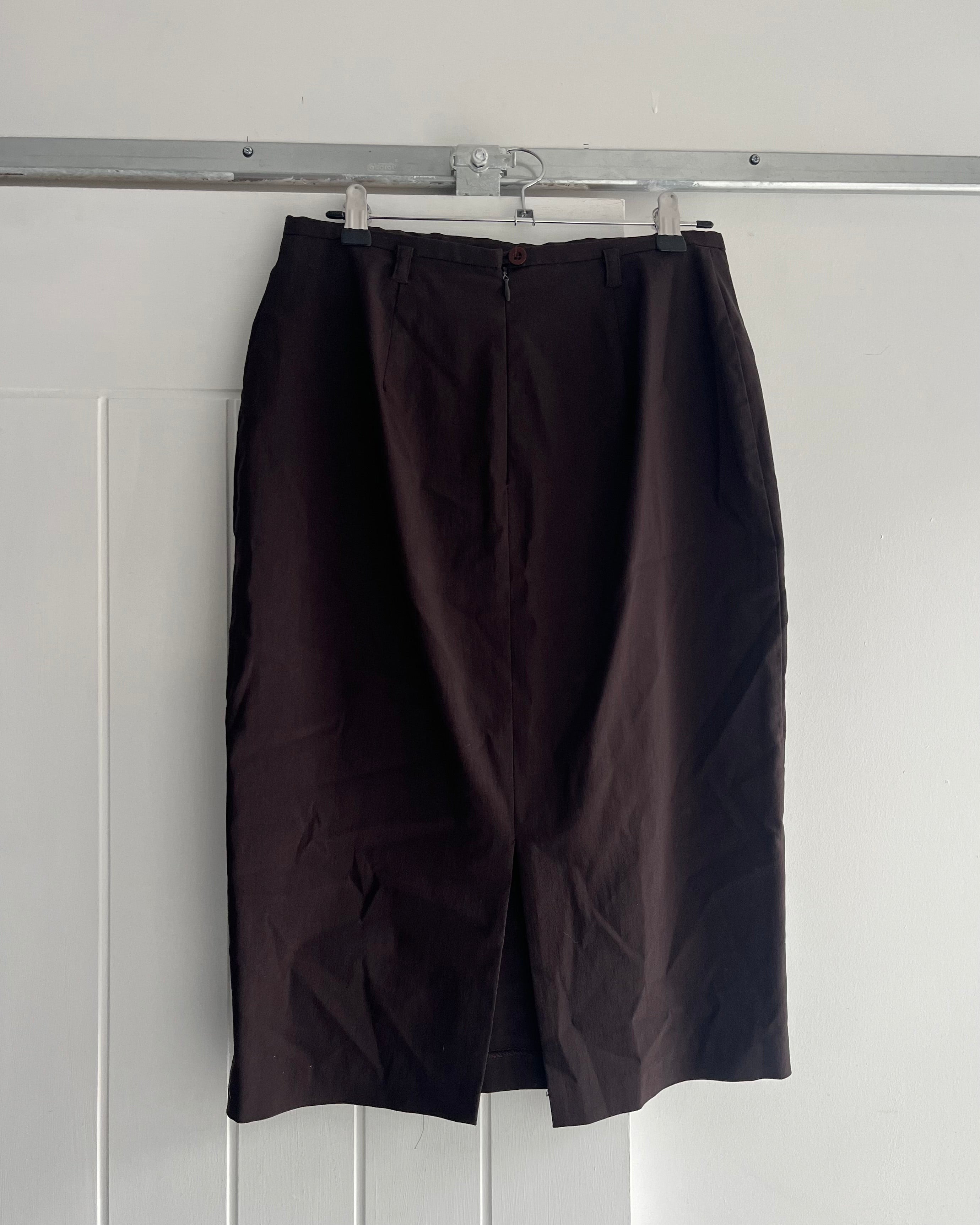 90s brown pencil midi skirt