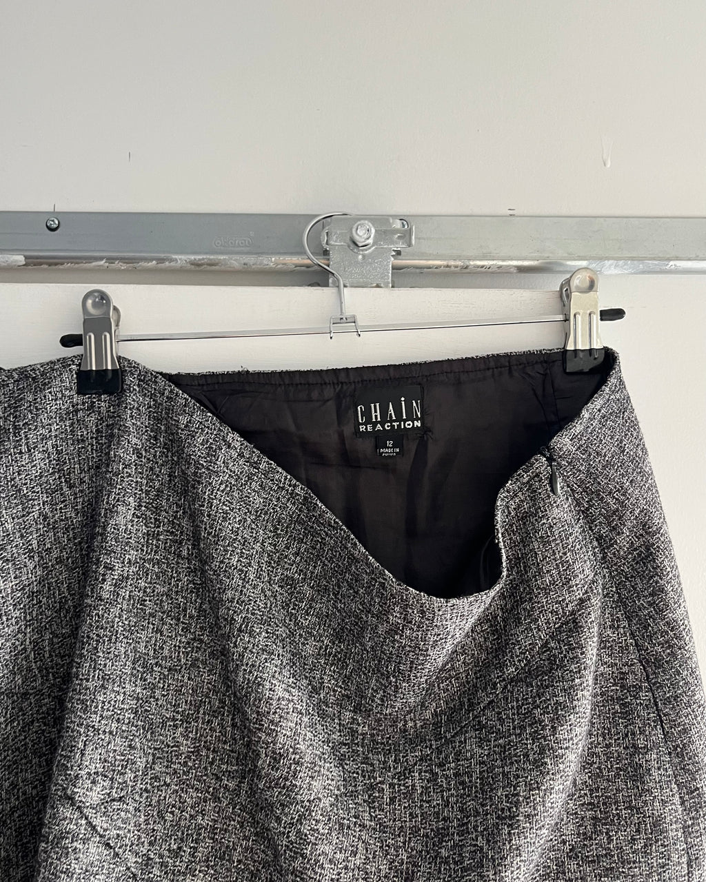 2000s grey asymmetrical midi skirt