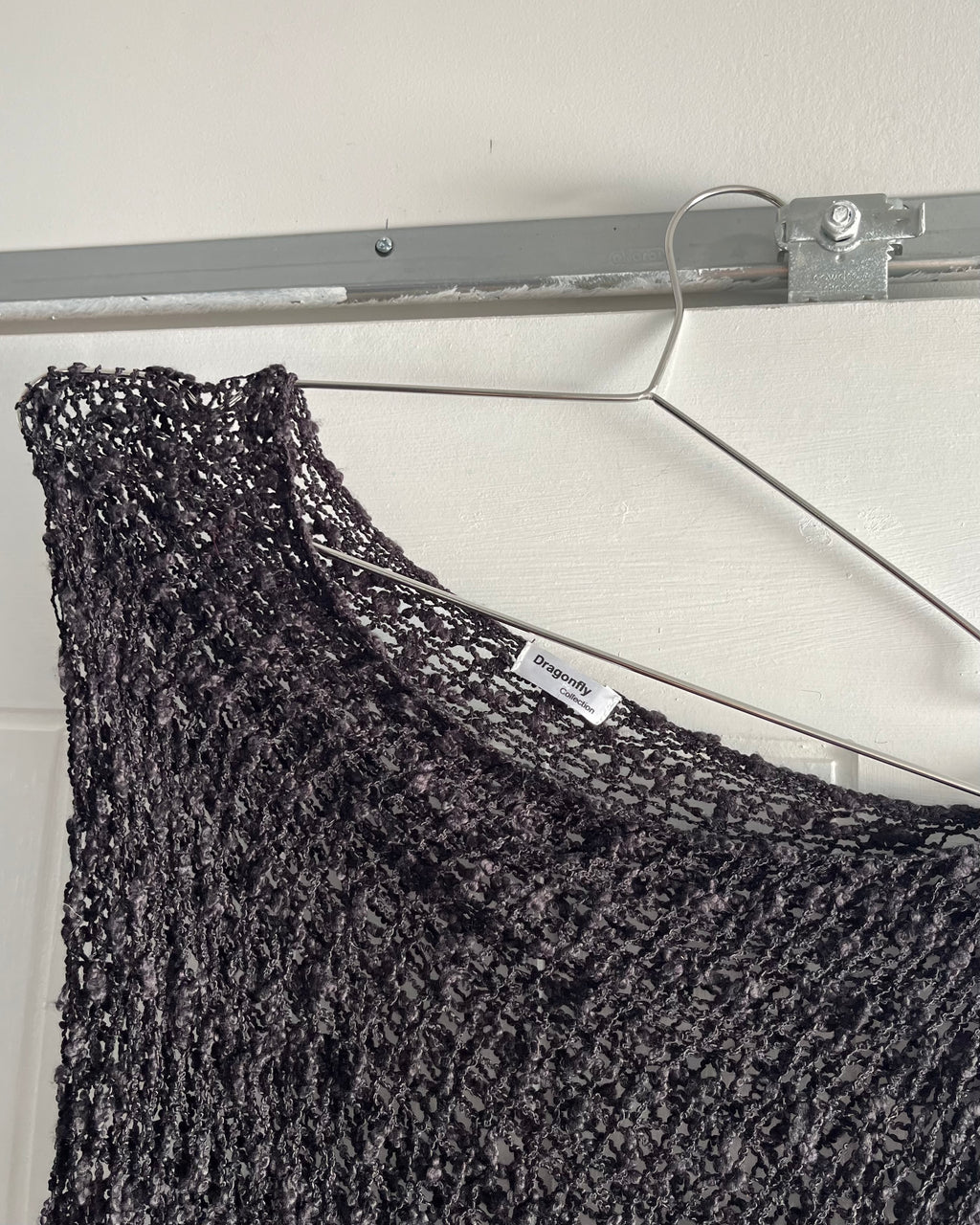 2000s black fishnet poncho top