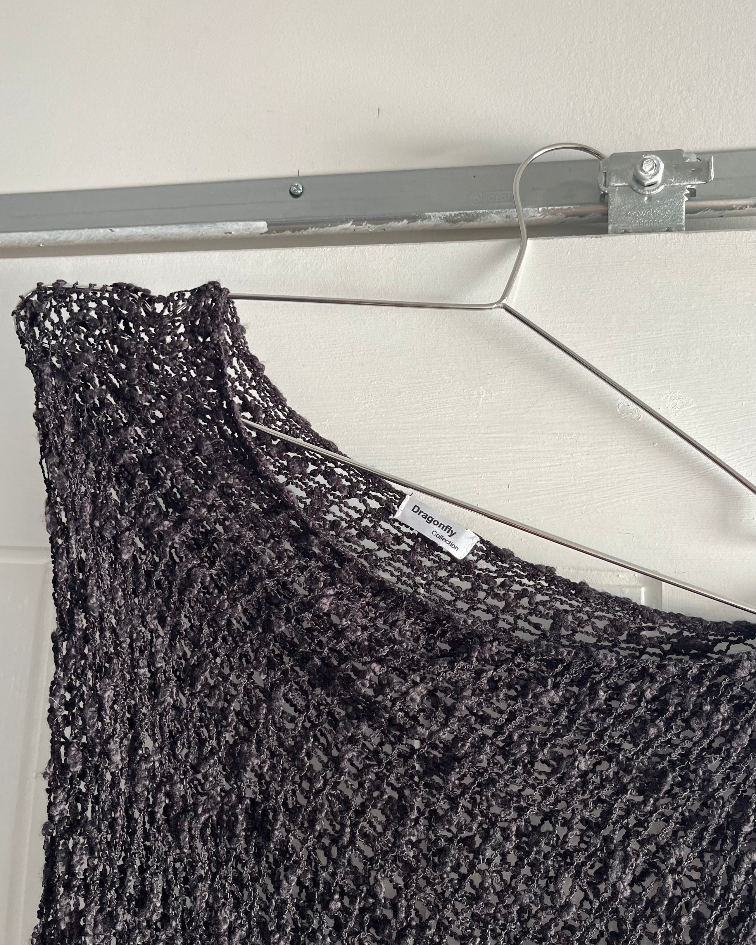 2000s black fishnet poncho top