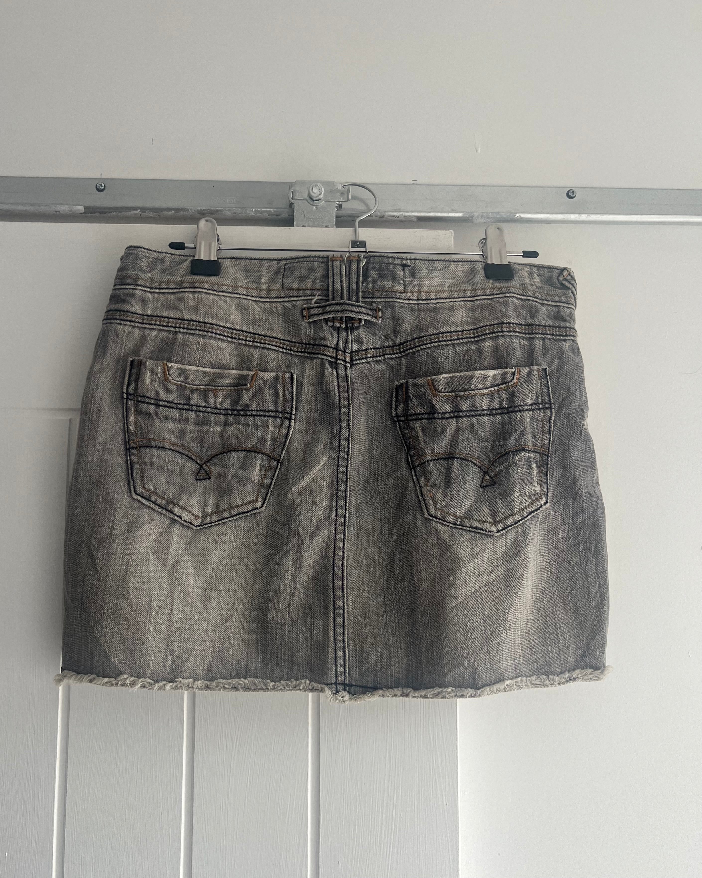 2000s grey denim mini skirt