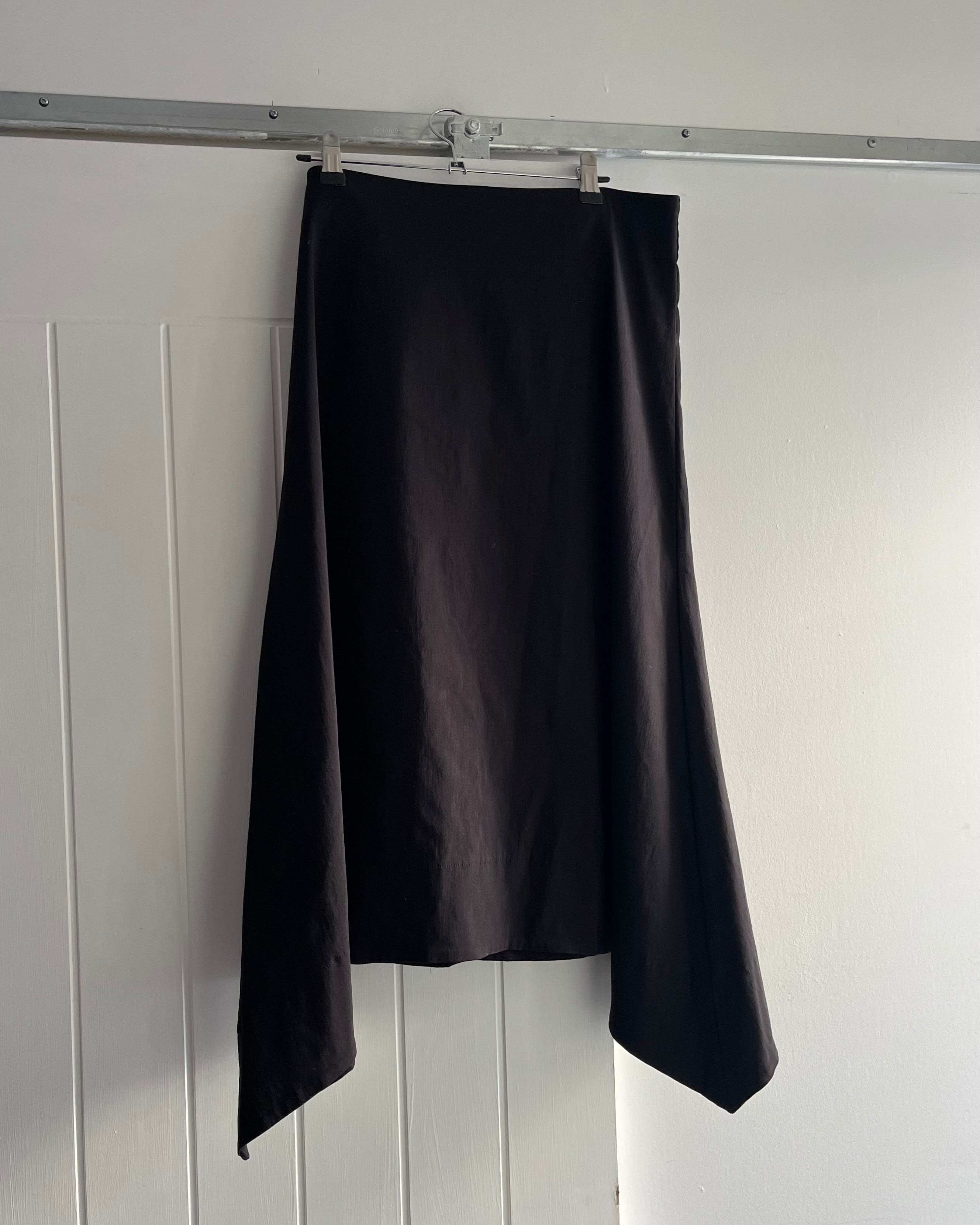 2000s black nylon midi skirt