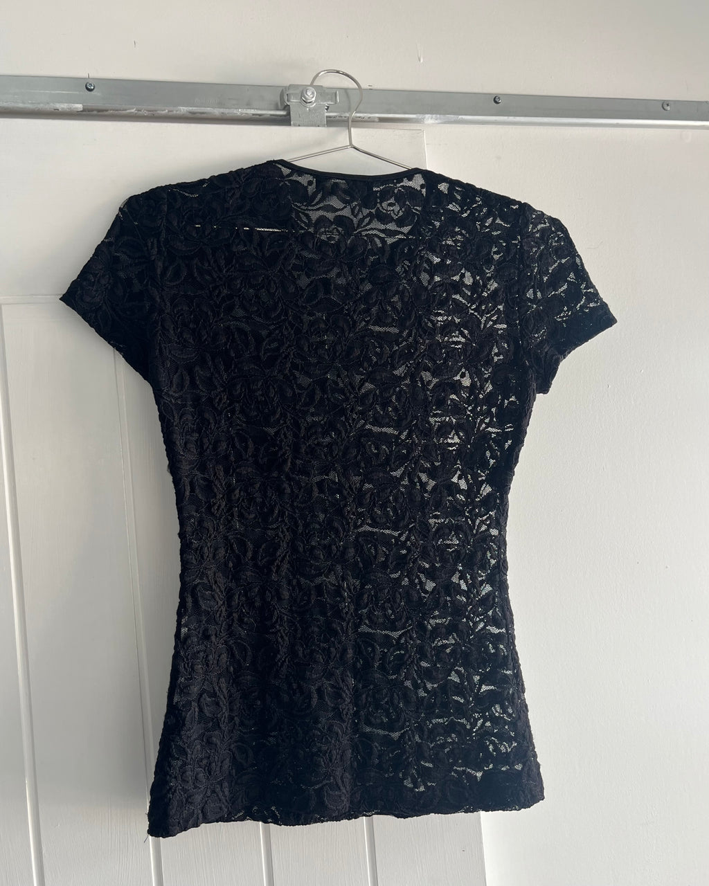 90s black lace mesh top