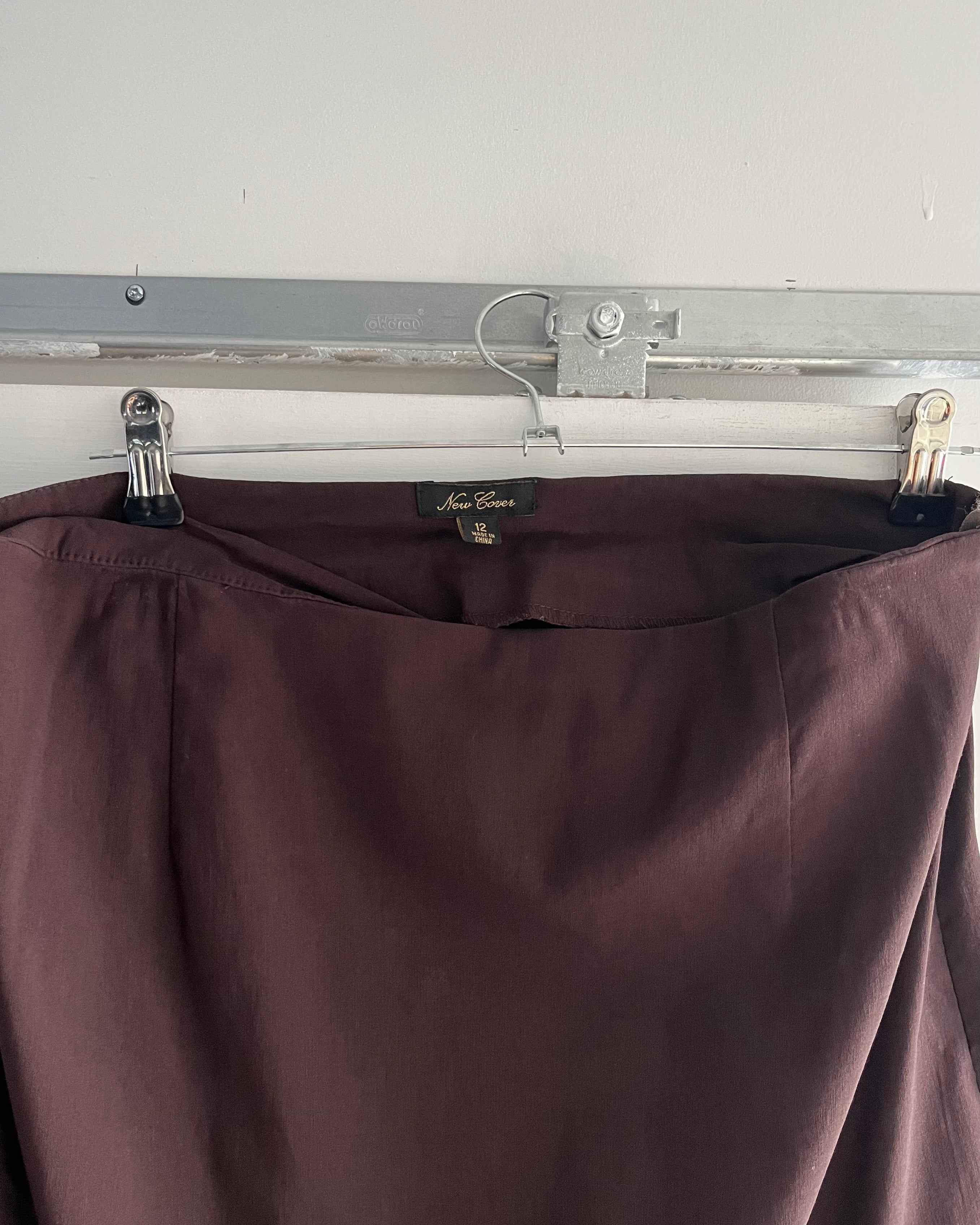 2000s brown nylon midi skirt