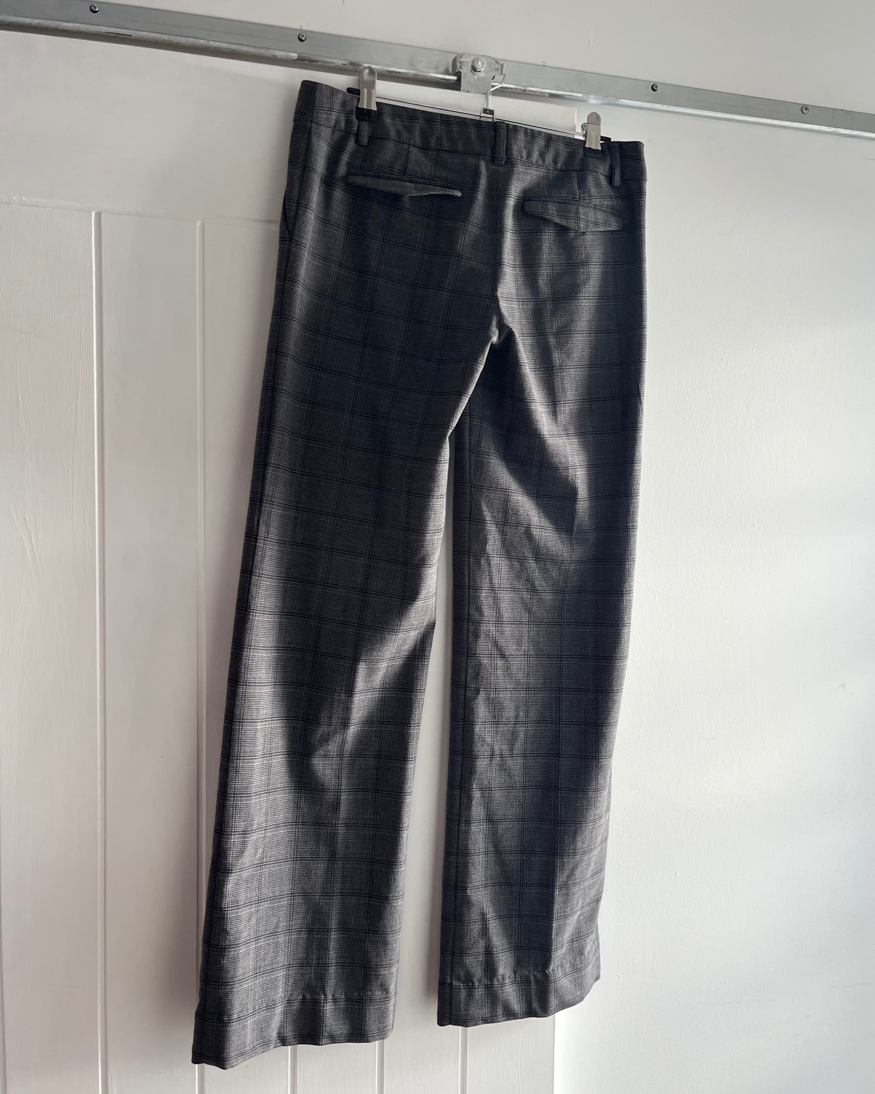 2000s grey plaid wide leg trousers