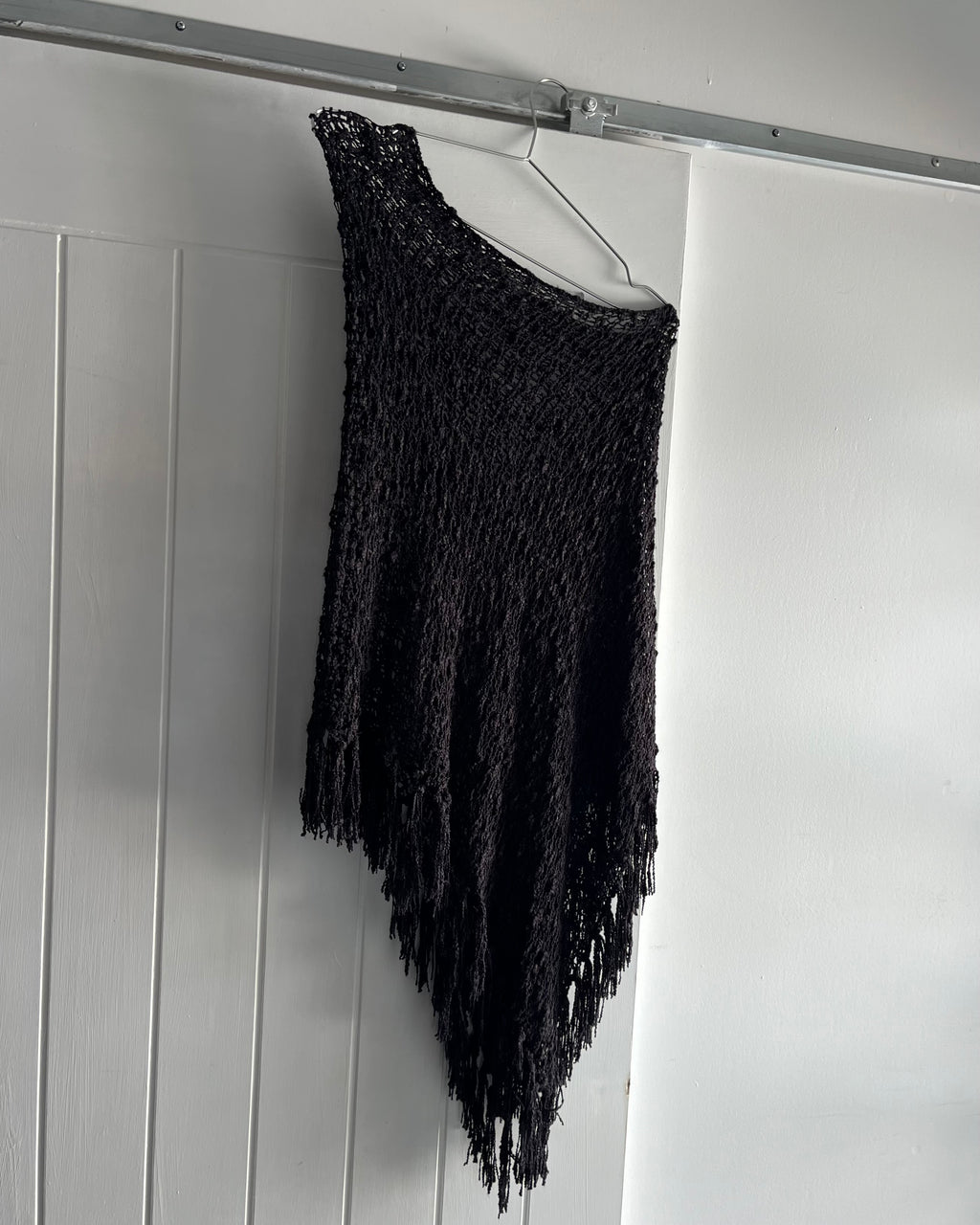 2000s black fishnet poncho top