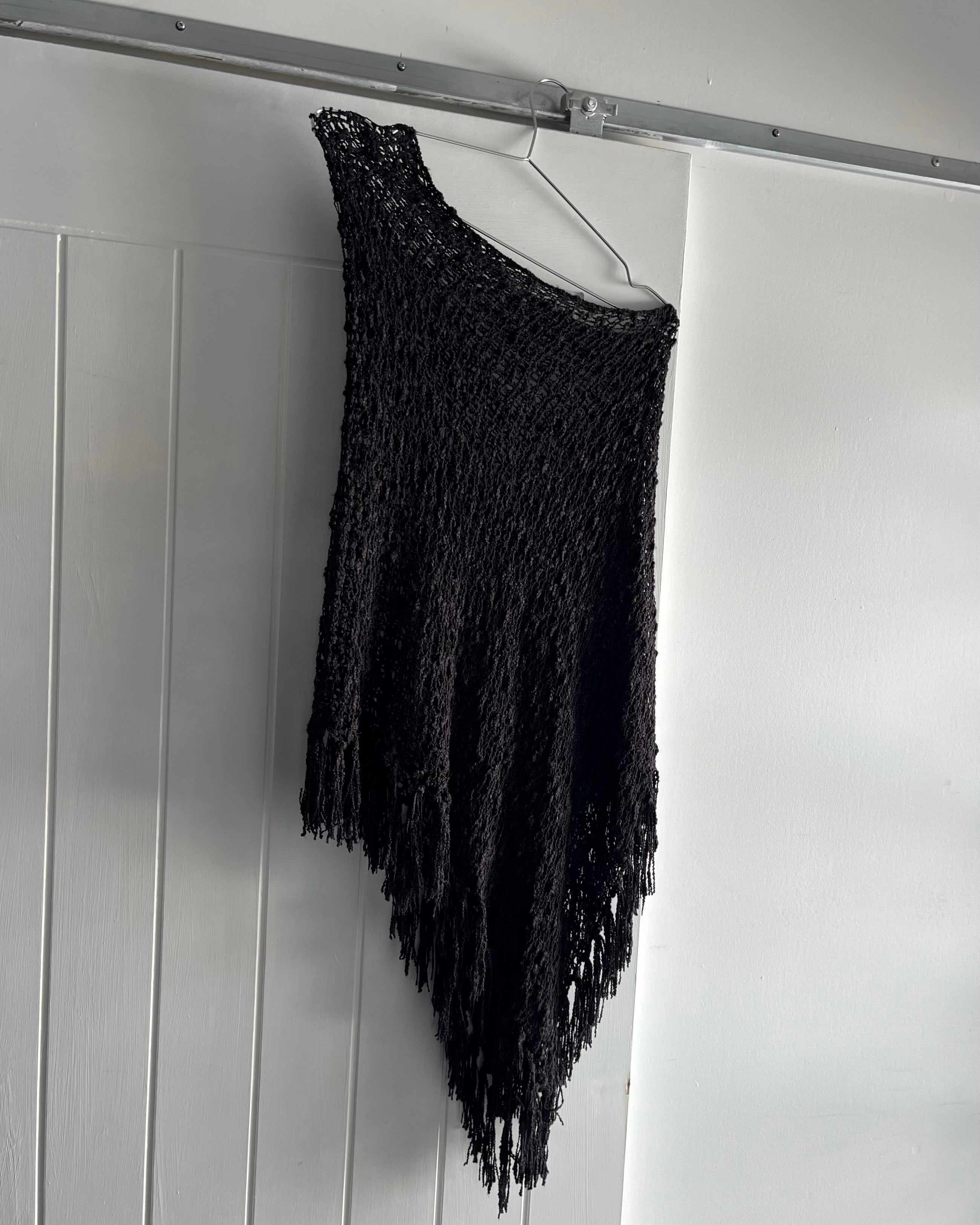 2000s black fishnet poncho top