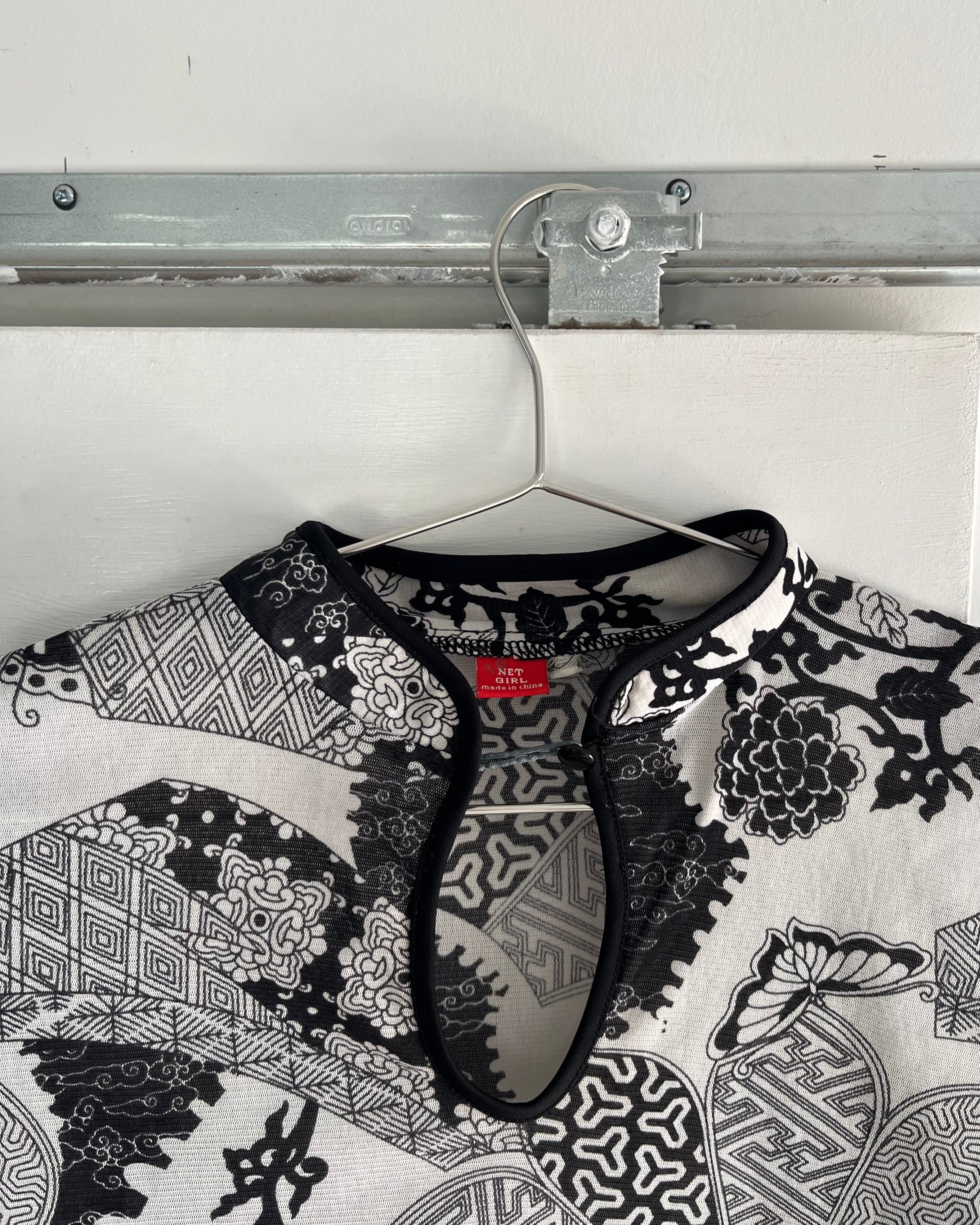 90s black and white mesh top