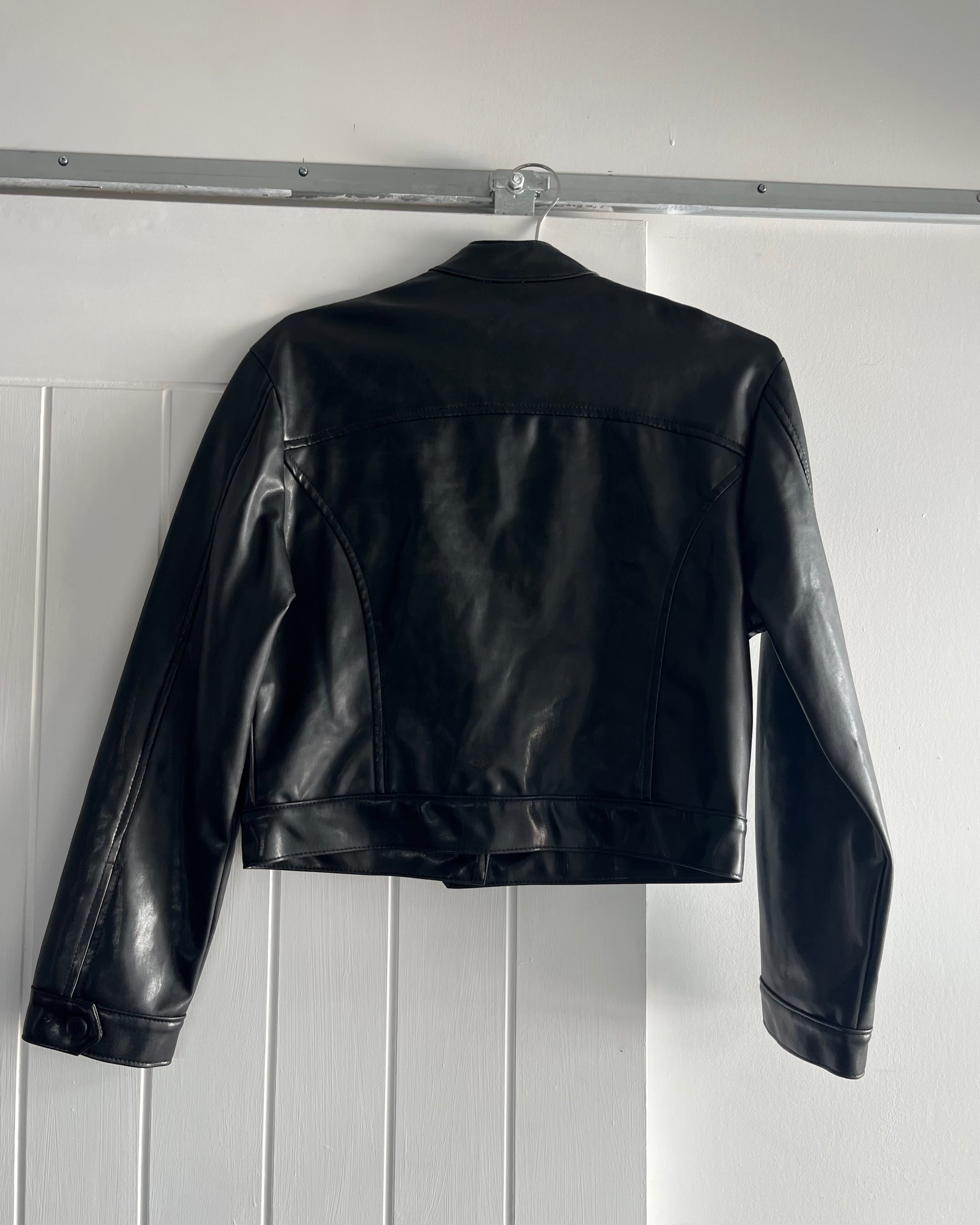 2000s black vegan leather  jacket