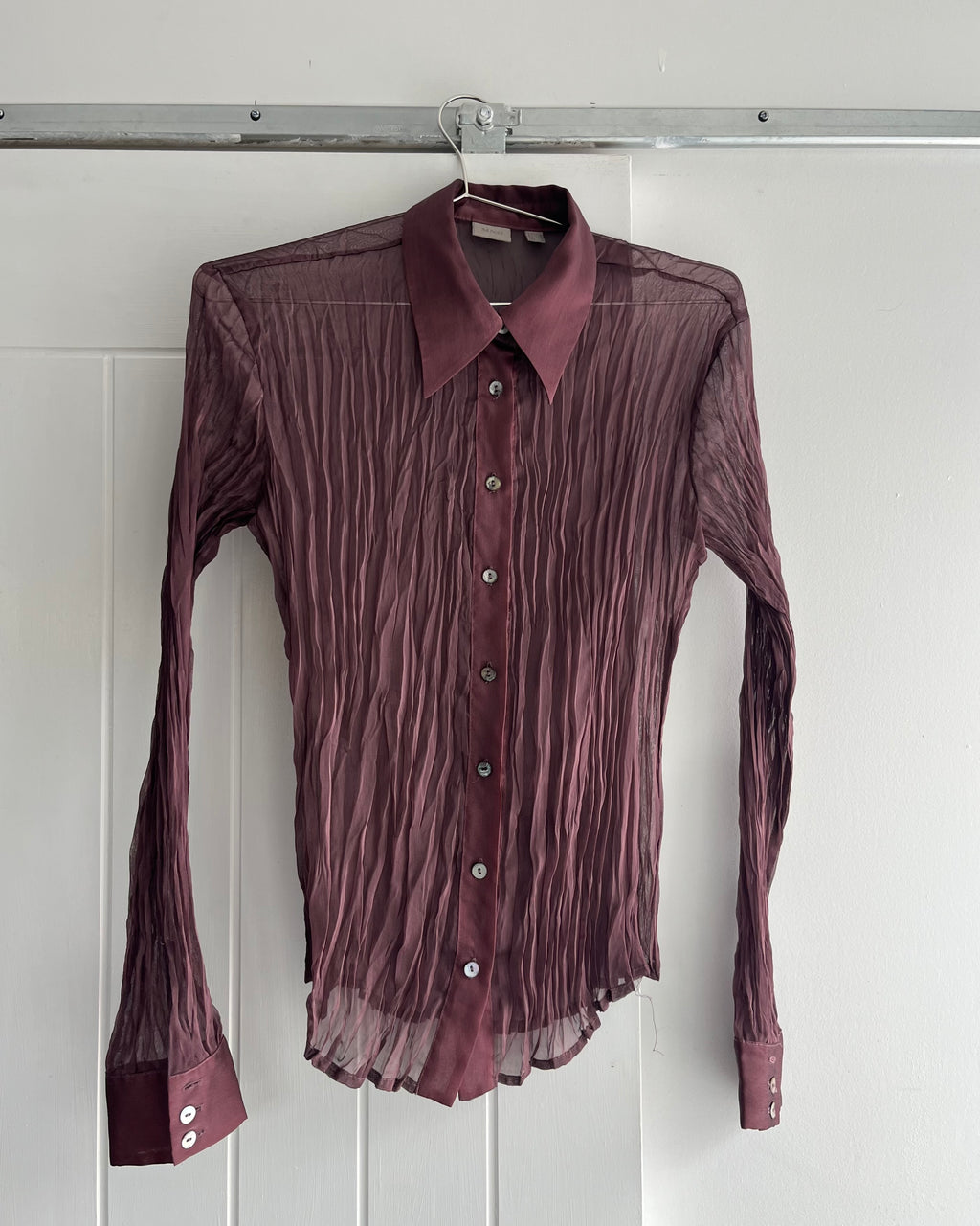 90s mauve micro pleated blouse