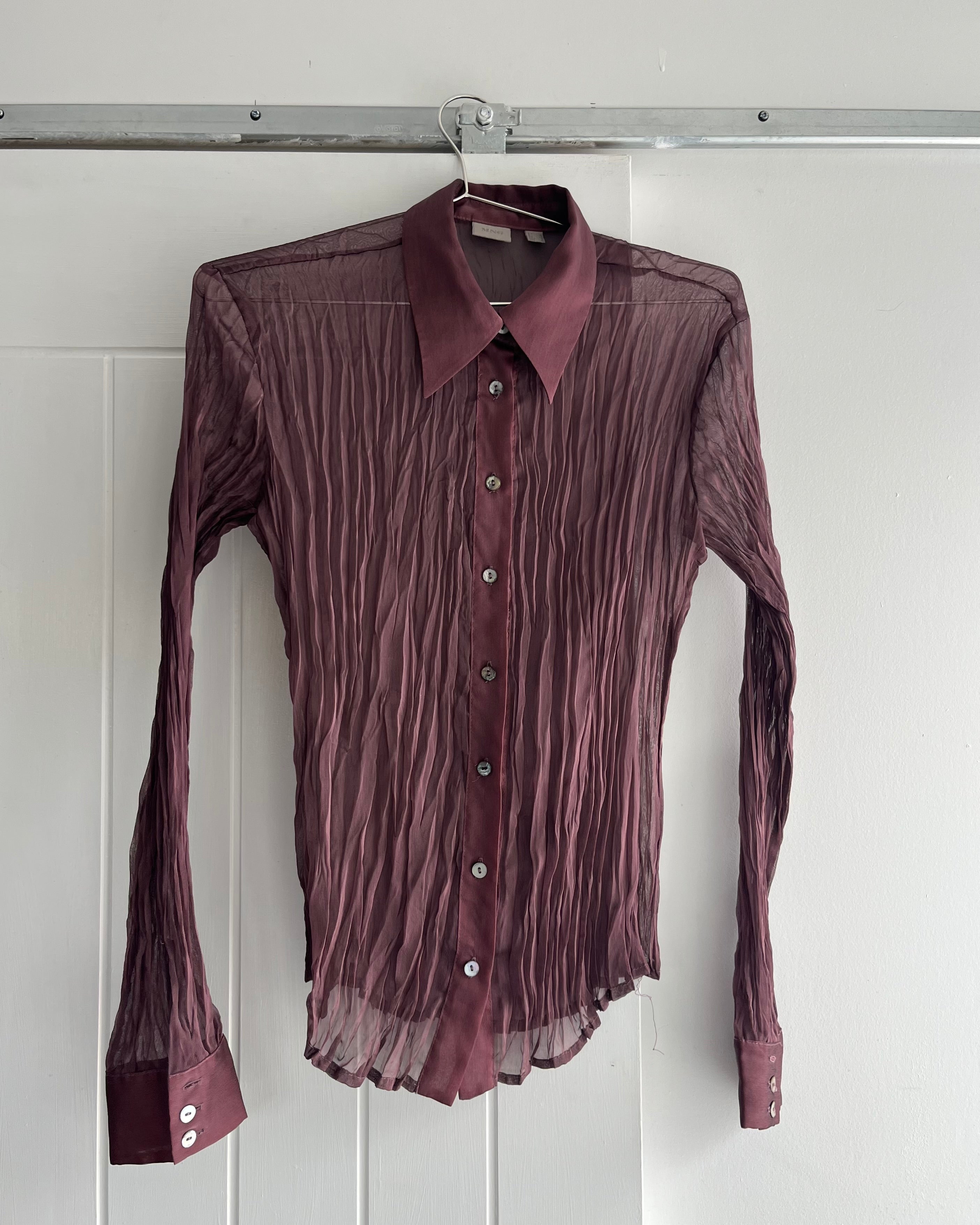 90s mauve micro pleated blouse