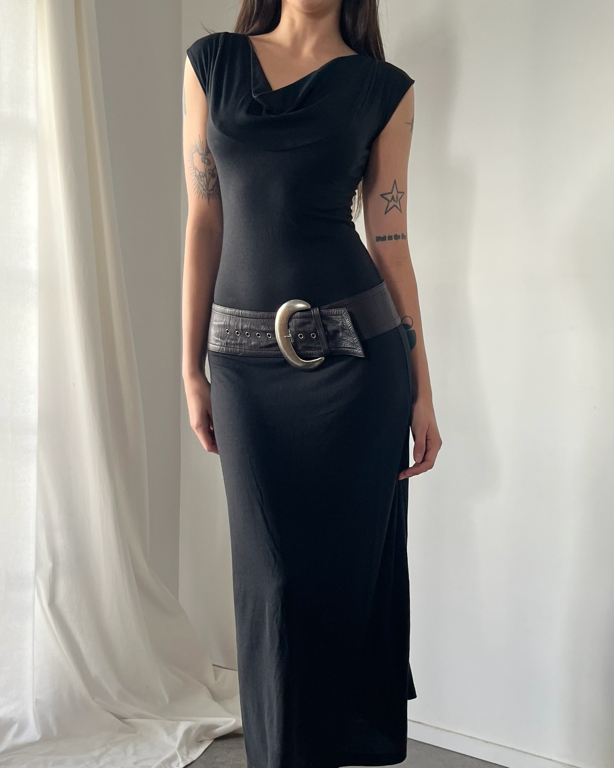2000s black cotton maxi dress
