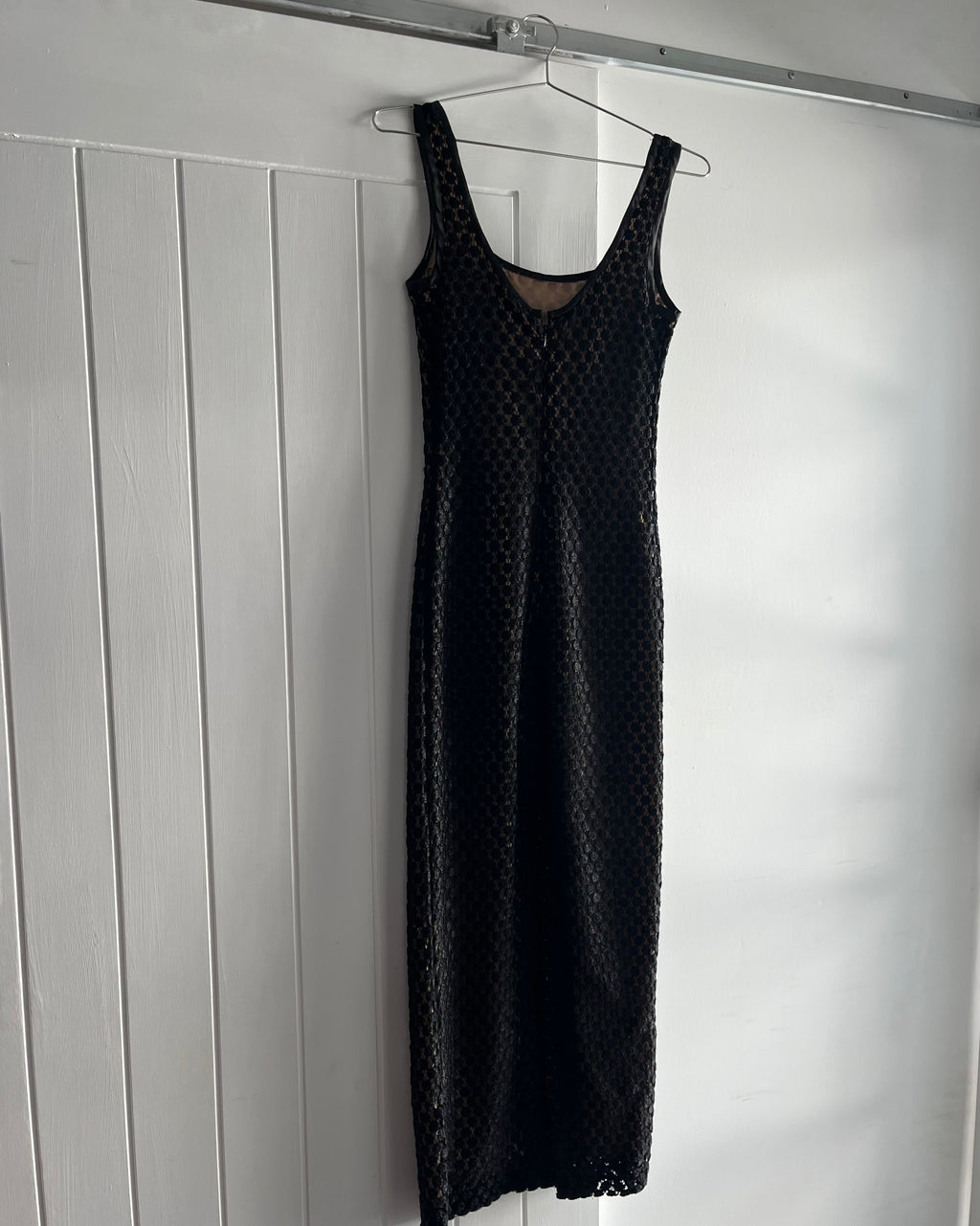 90s black lace maxi dress