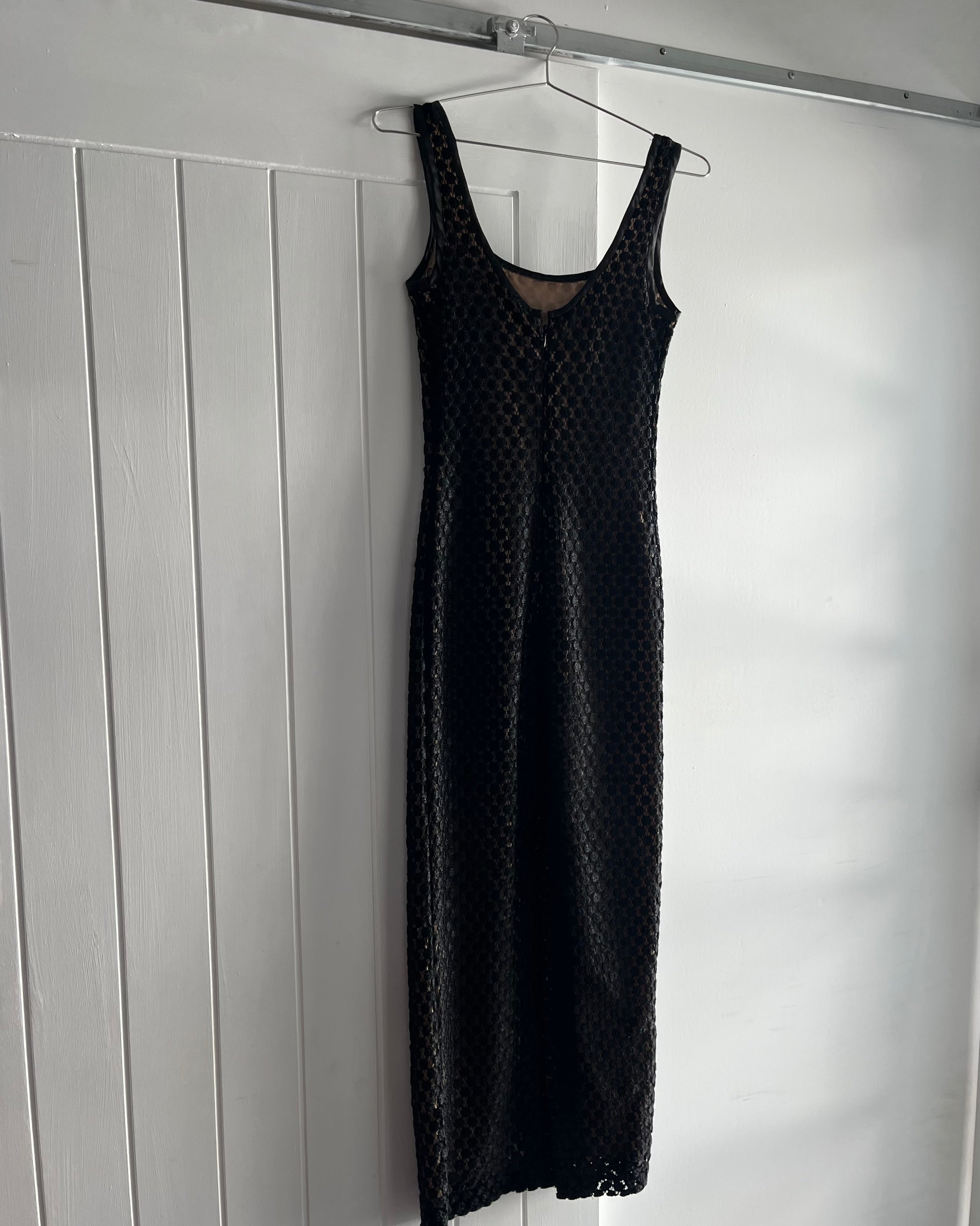 90s black lace maxi dress
