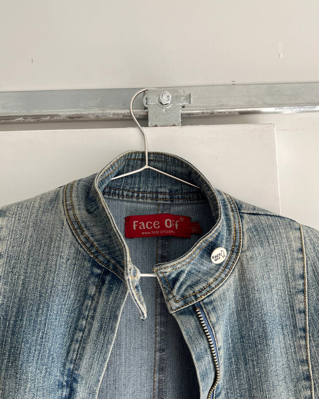 2000s moto light wash denim jacket