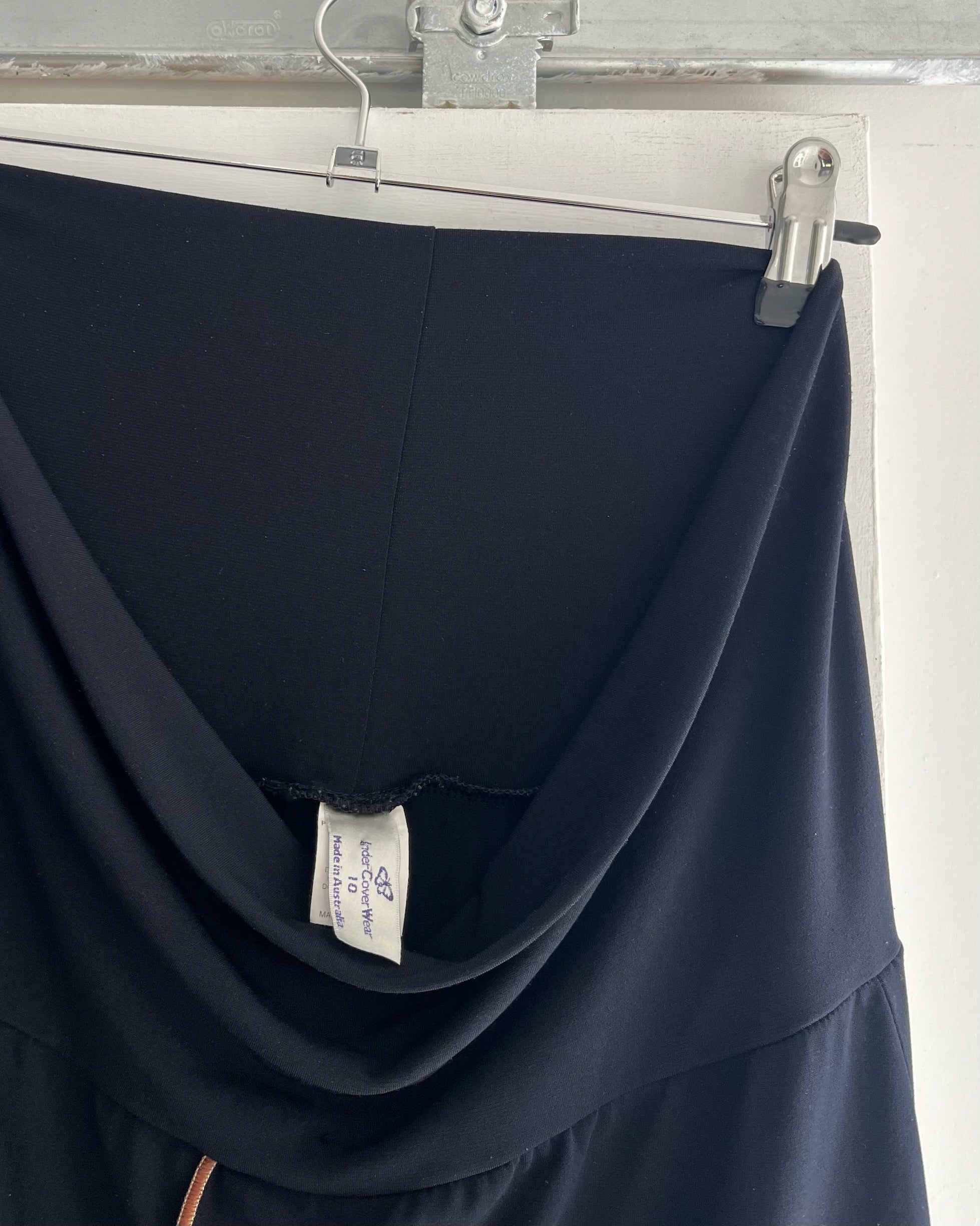 2000s black fold over midi skirt