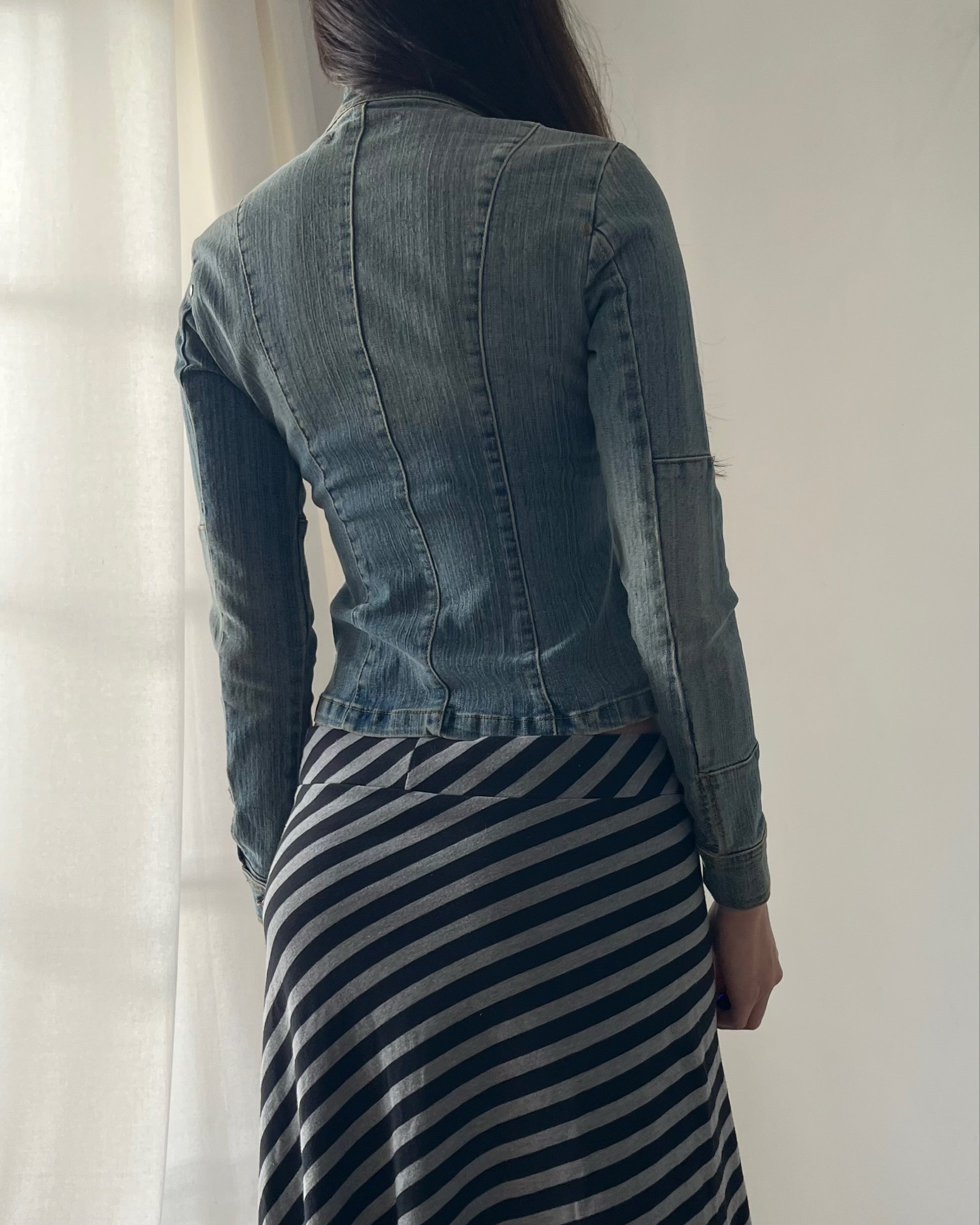 2000s moto light wash denim jacket