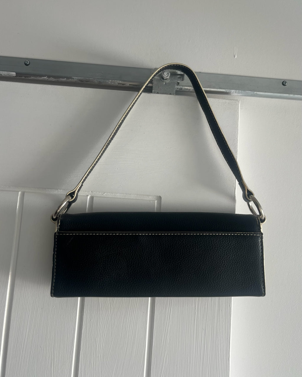 90s black leather envelope bag