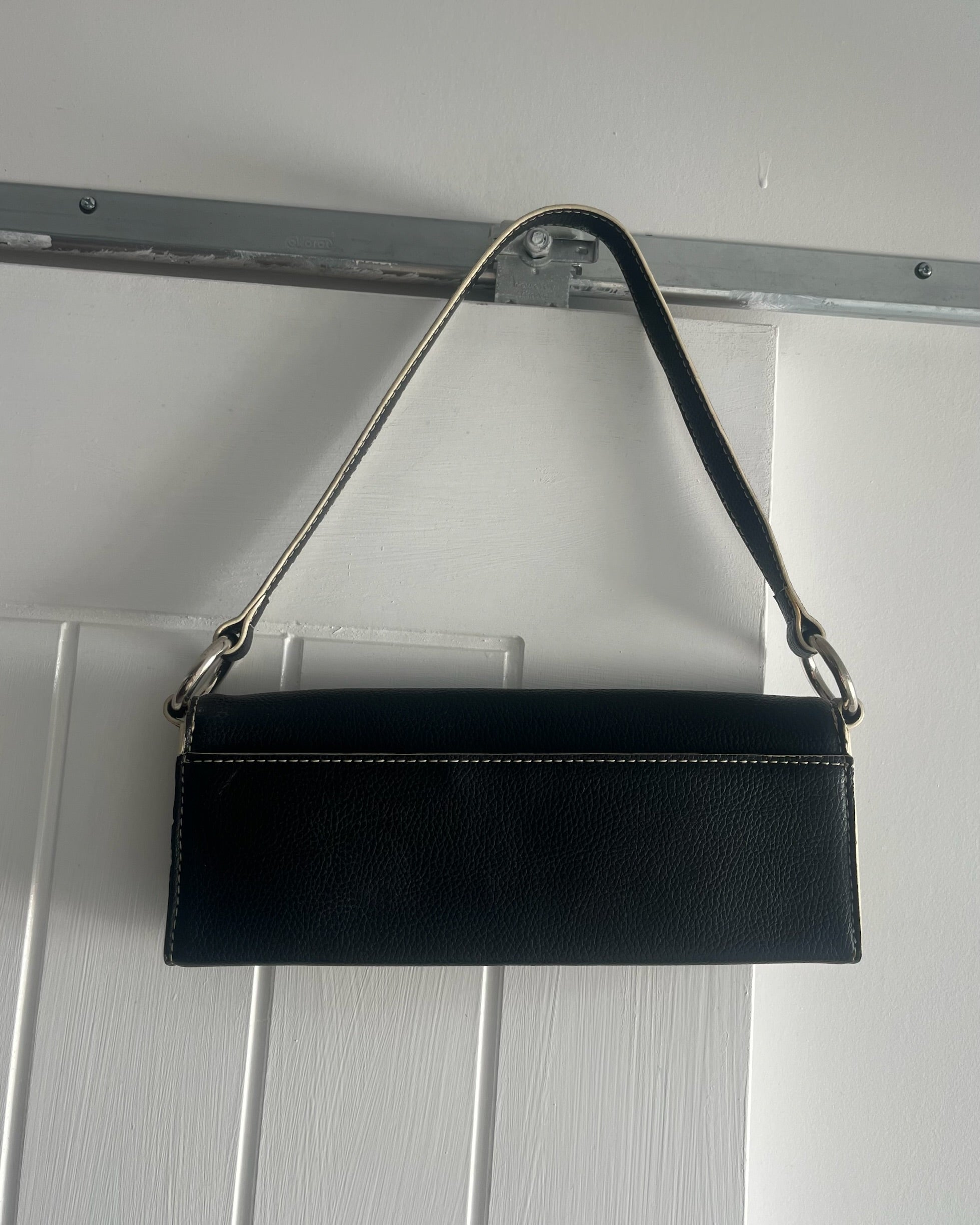 90s black leather envelope bag