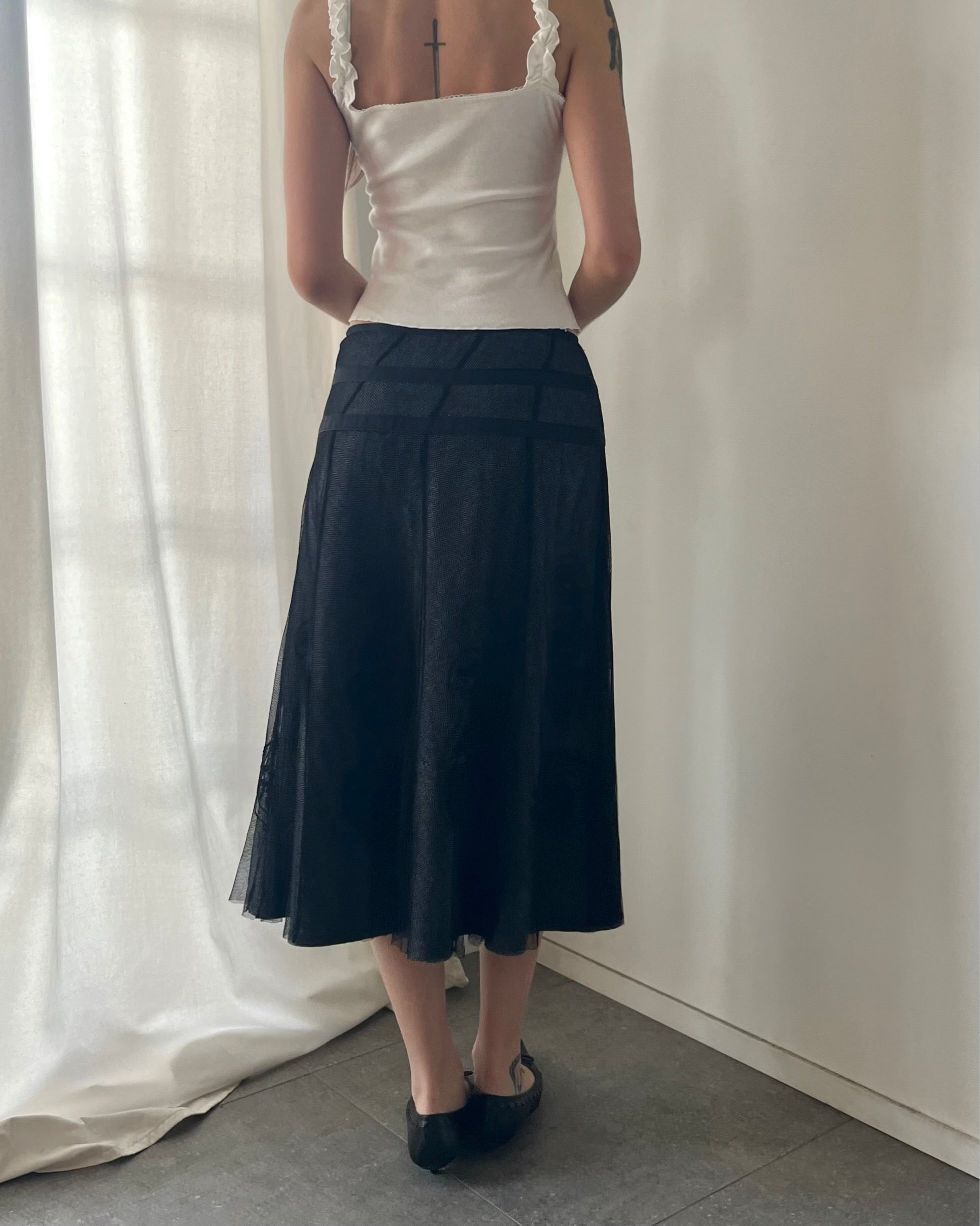 2000s Tweed mesh midi skirt