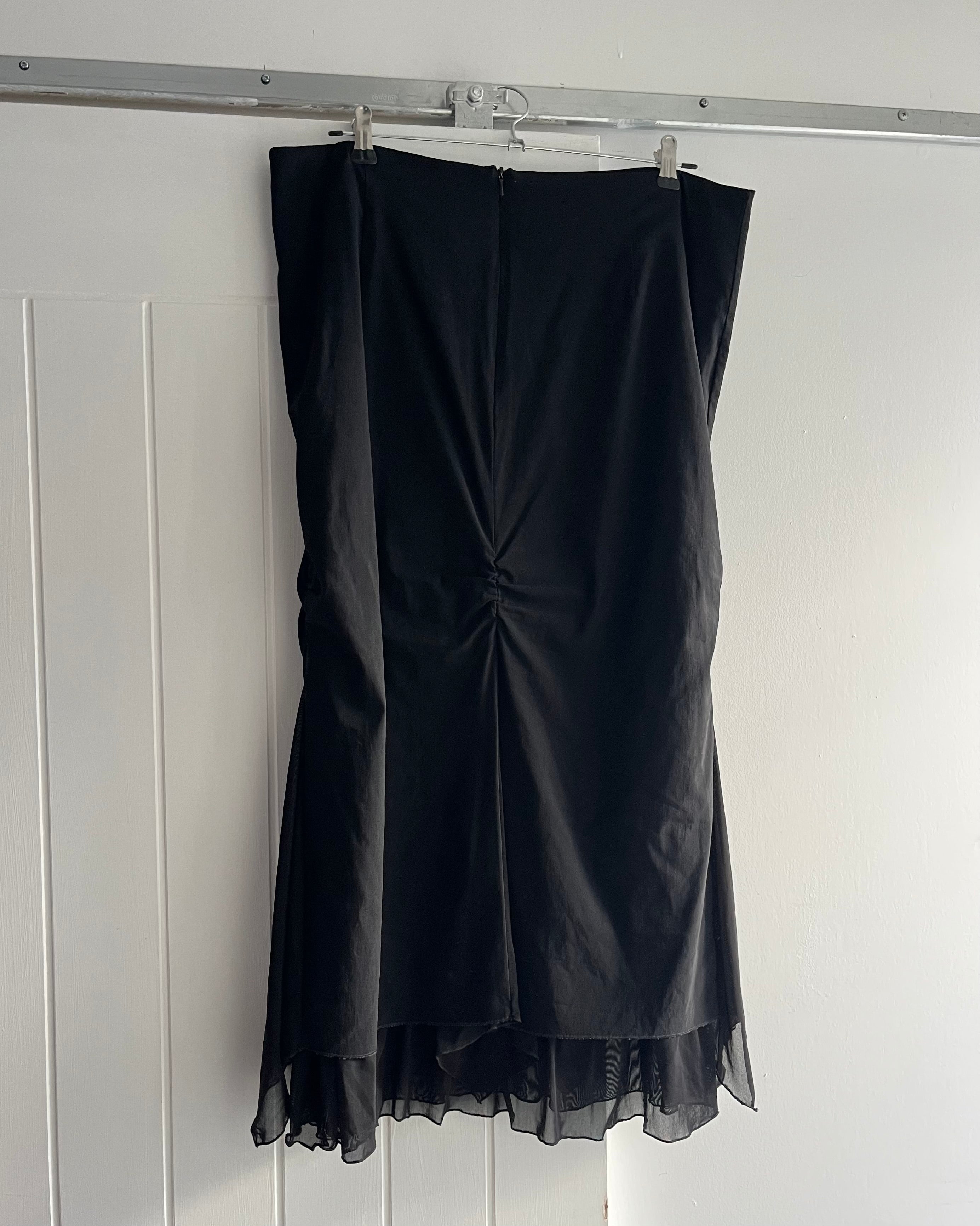 2000s ruched layered midi skirt