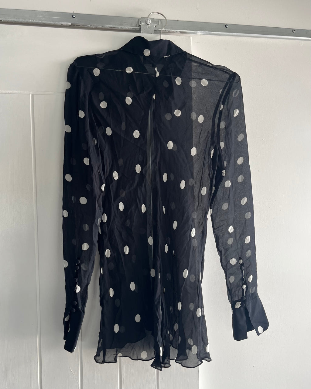2000s silky polka dot button up shirt