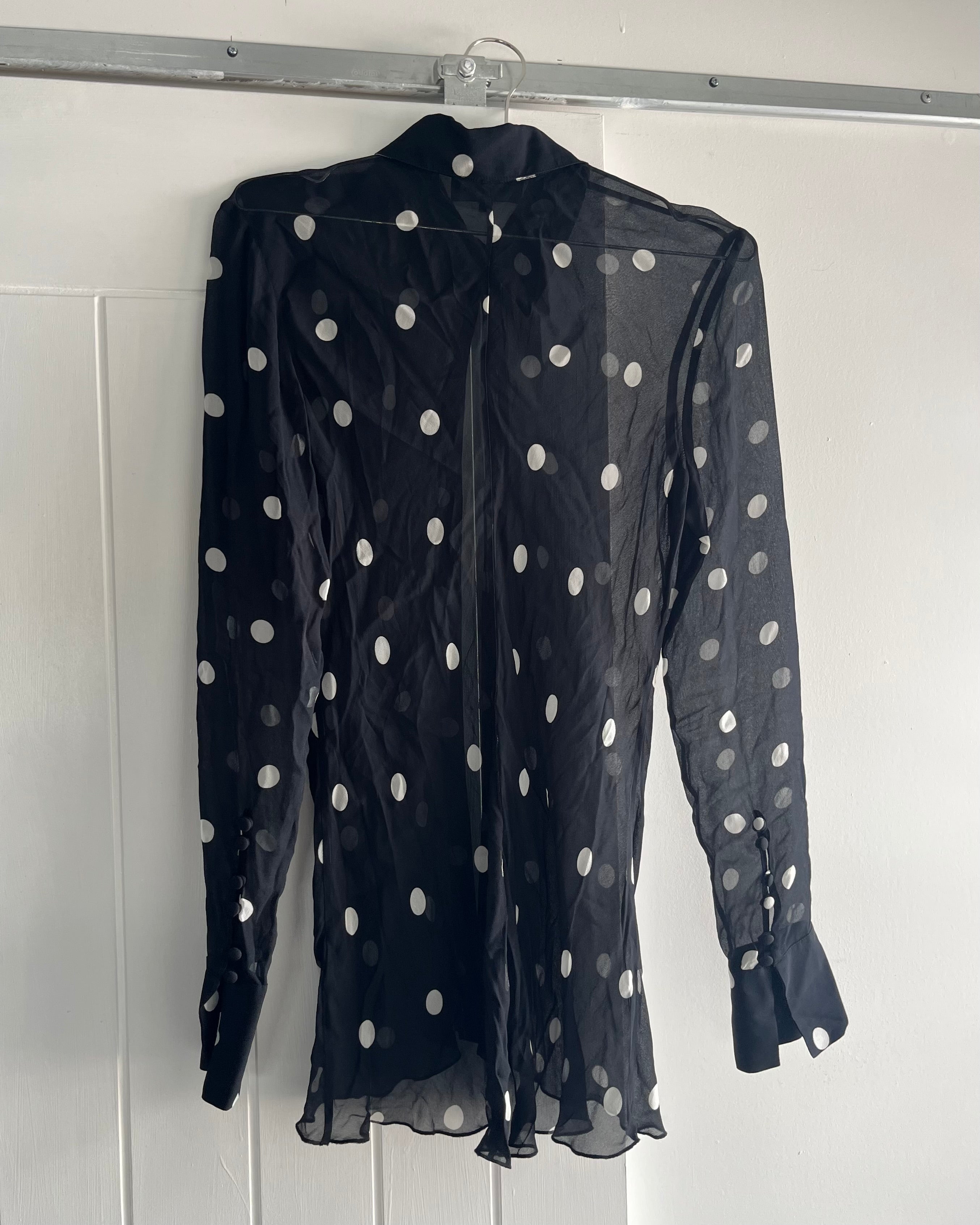 2000s silky polka dot button up shirt