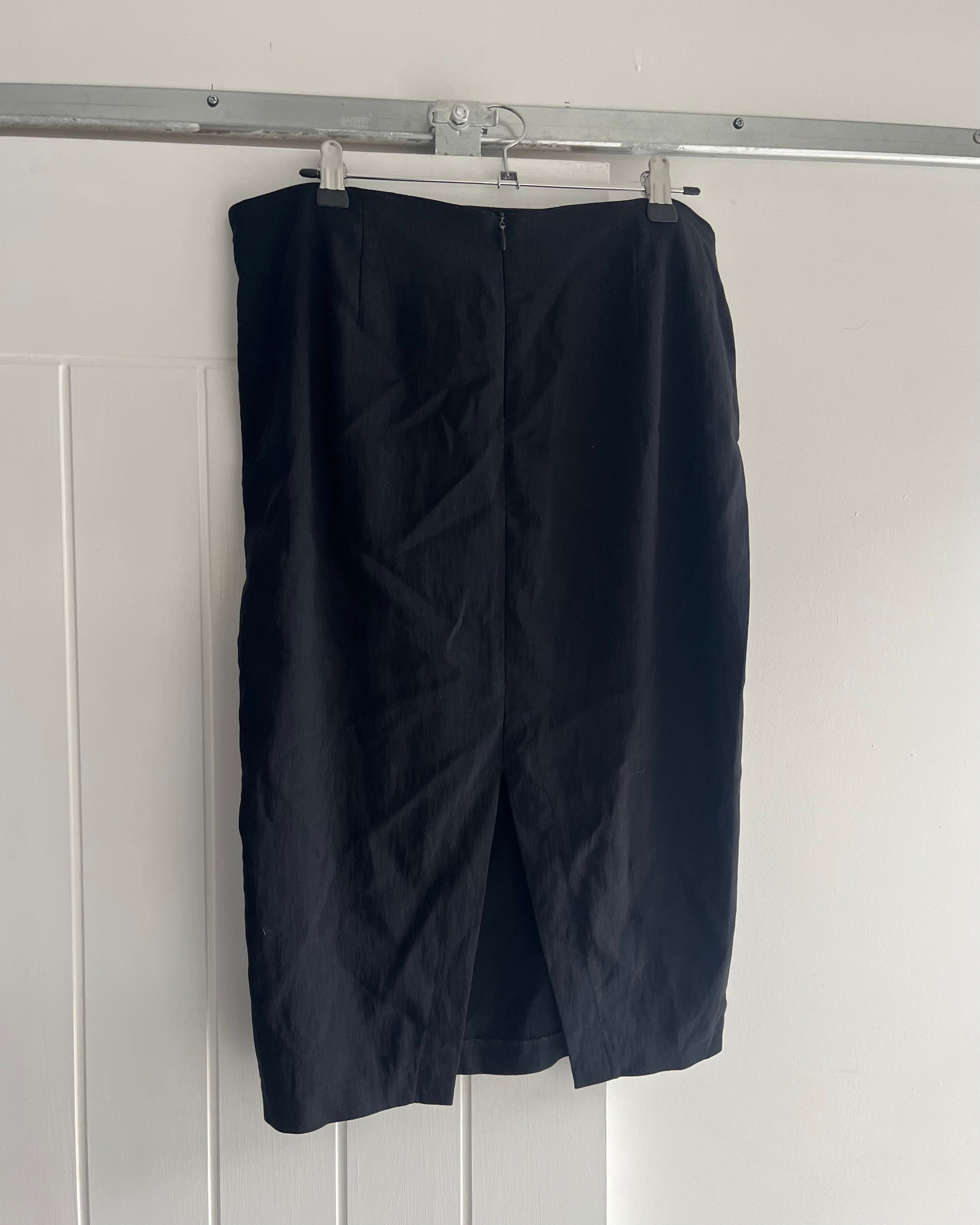 90s black pencil midi skirt