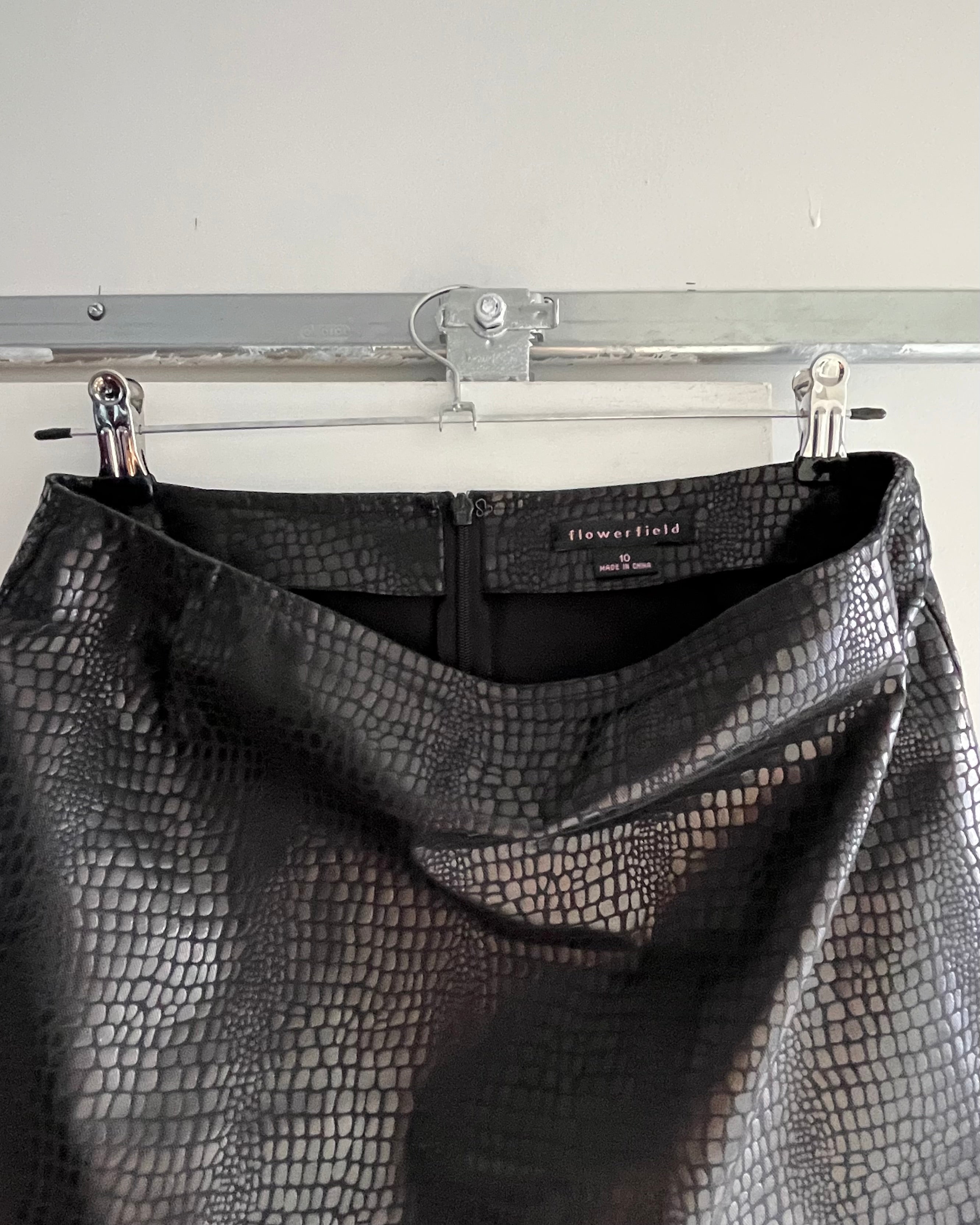 2000s faux leather mini skirt