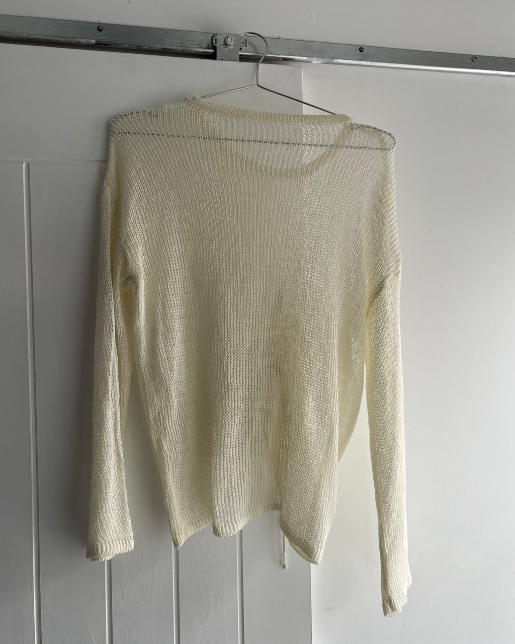 2000s white ruched knit top