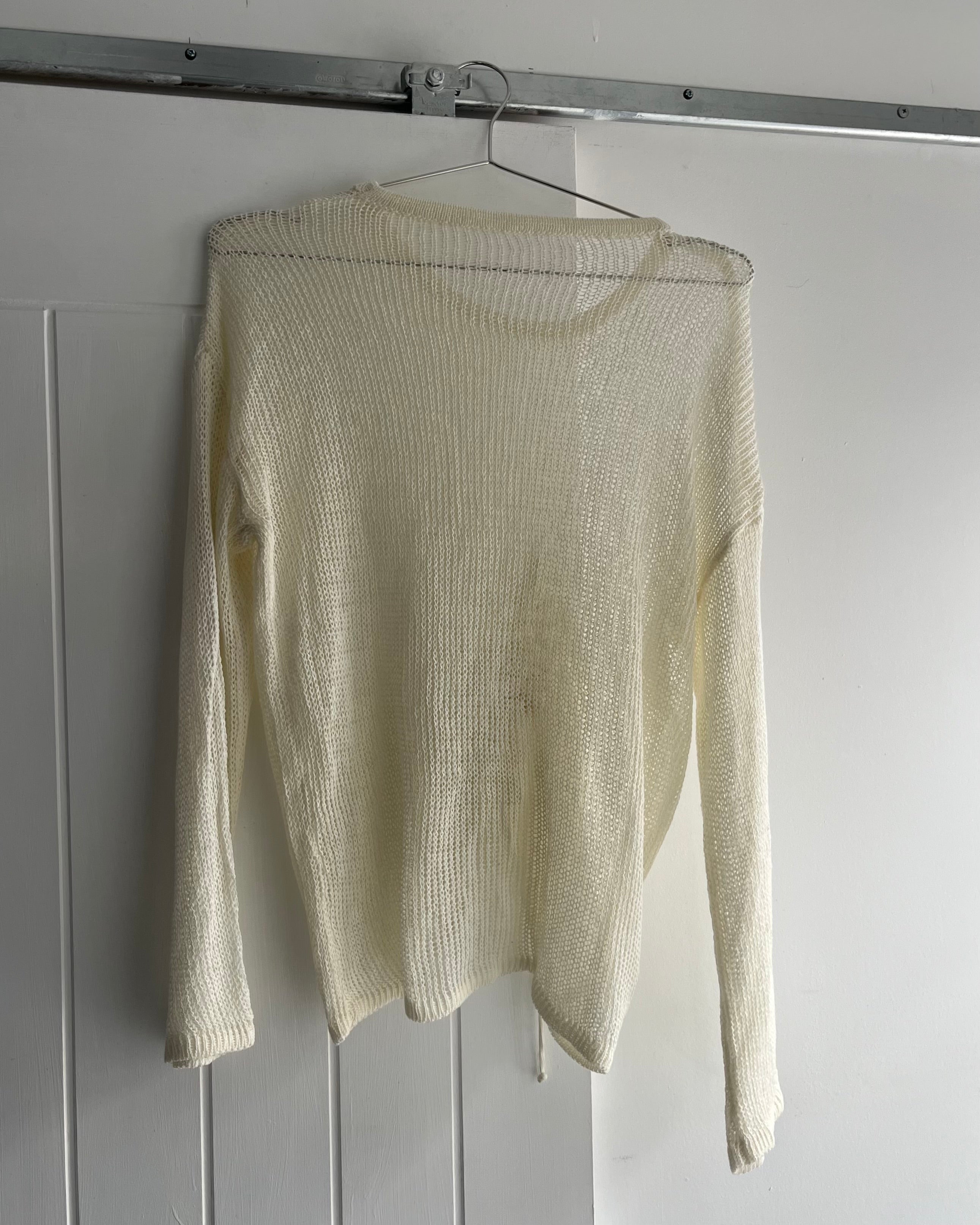 2000s white ruched knit top