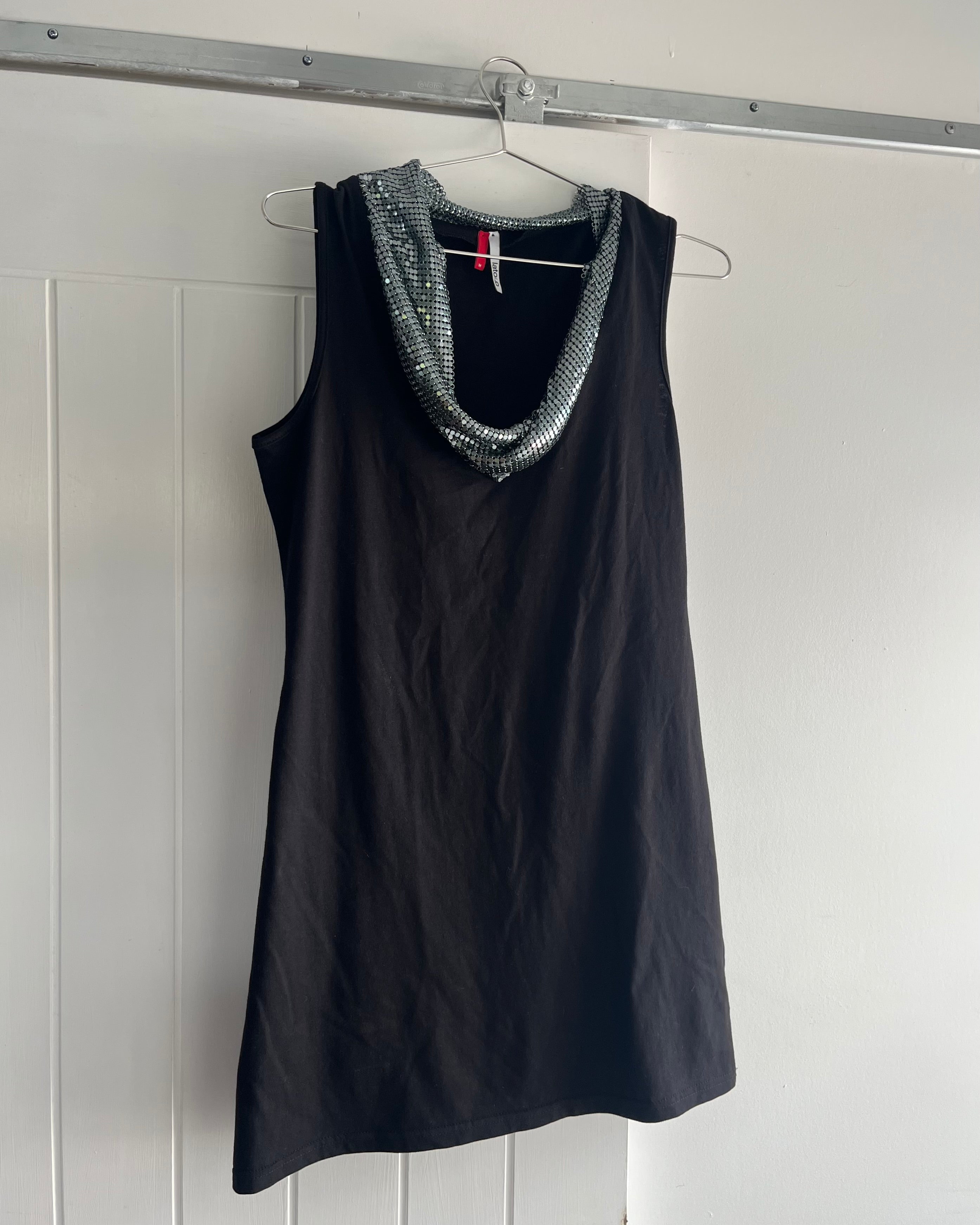 2000s black glomesh mini dress