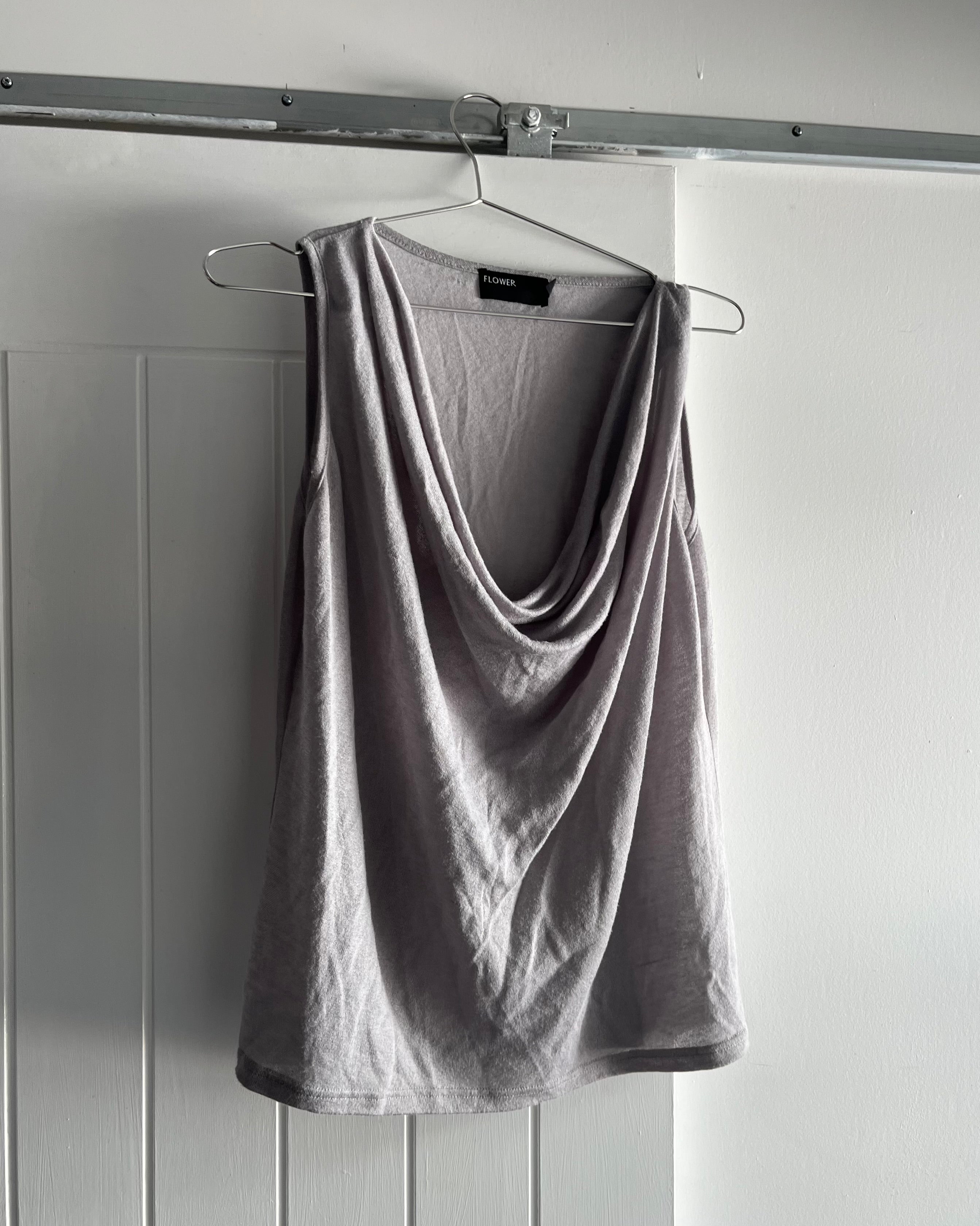 2000s grey cowl neck tank top