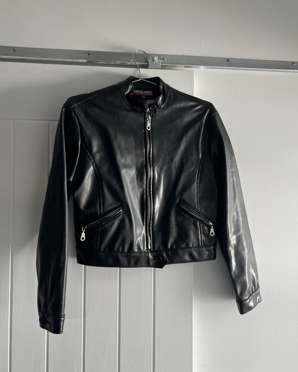 2000s black vegan leather  jacket
