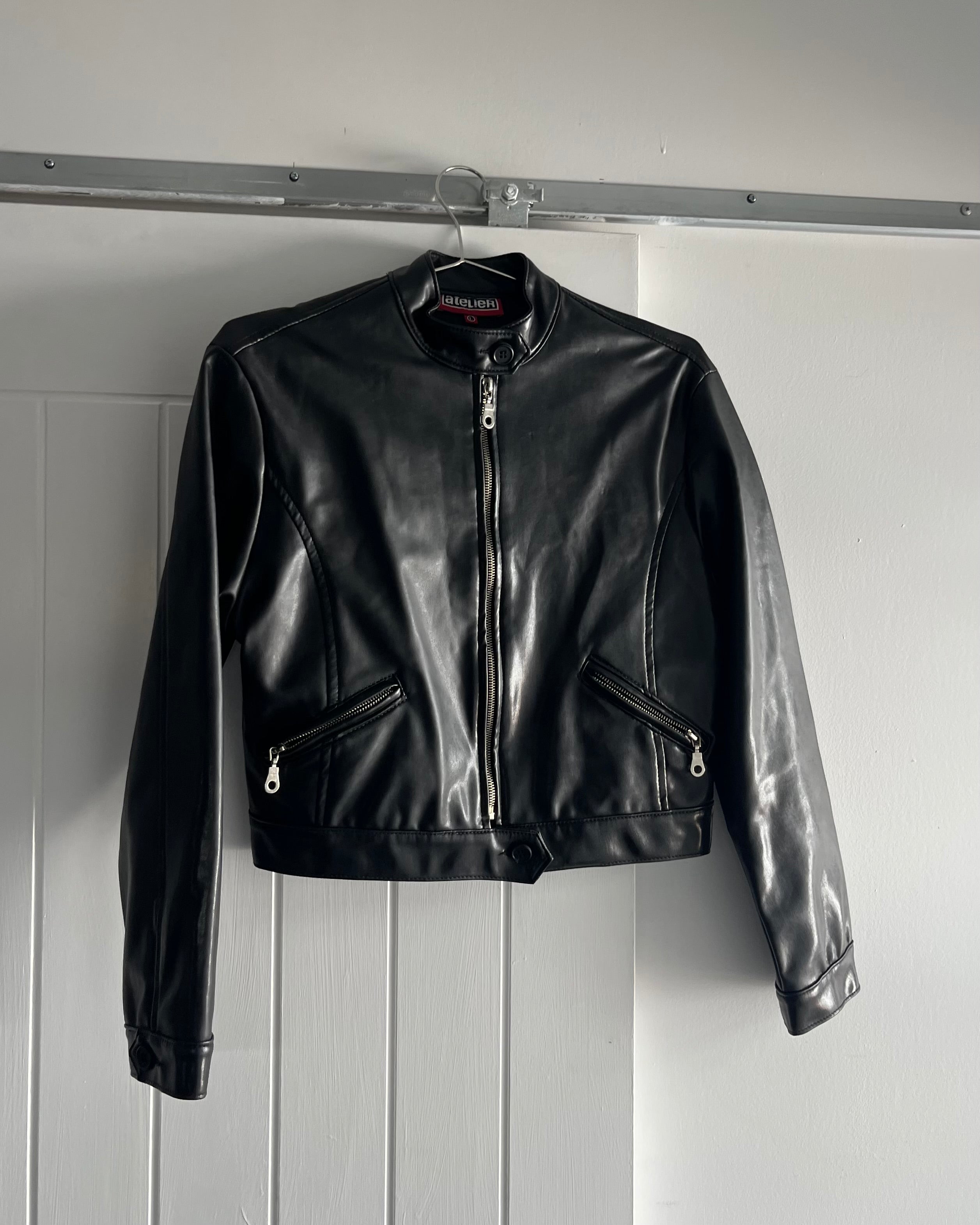 2000s black vegan leather  jacket