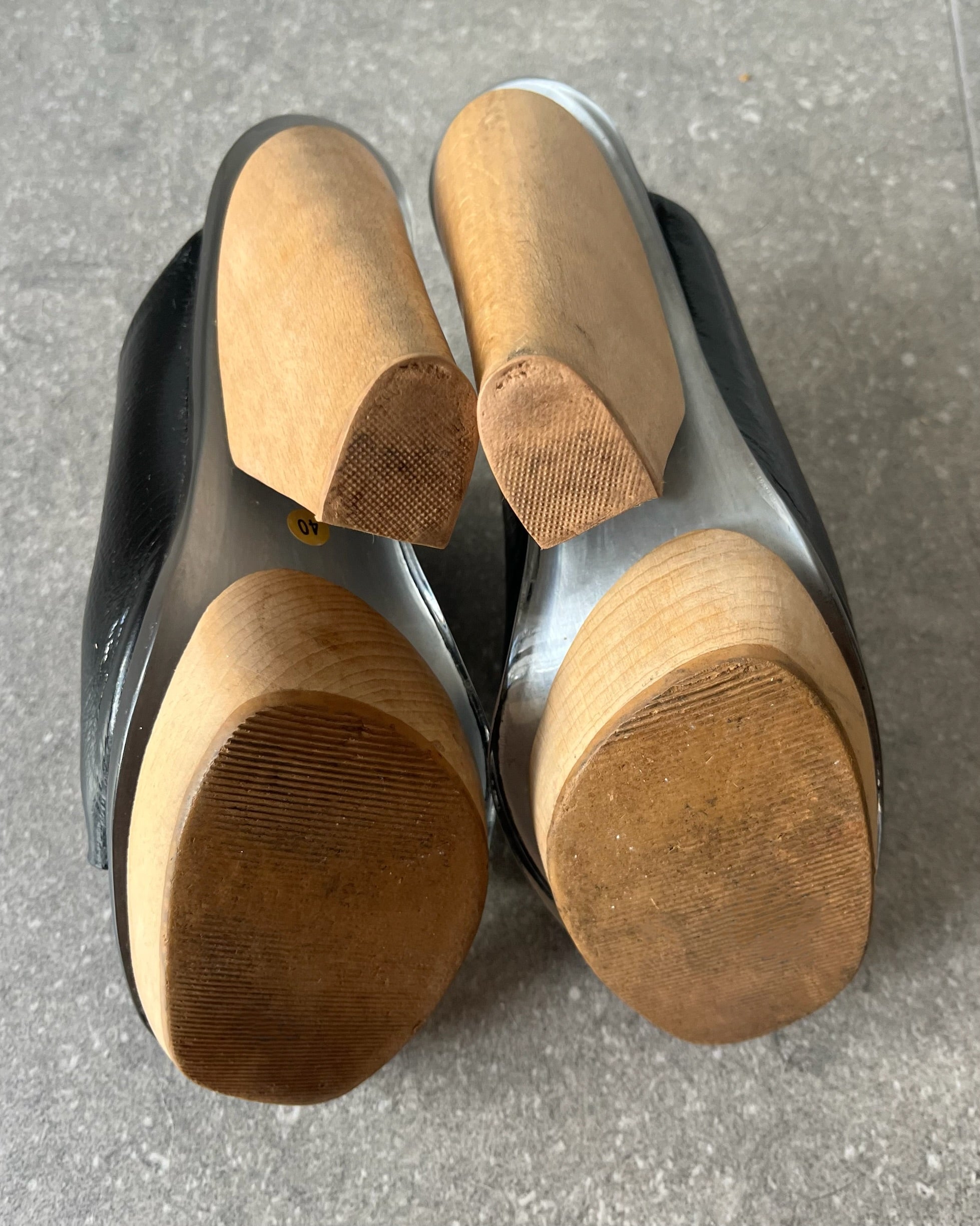 2000s black leather Marni clog heels