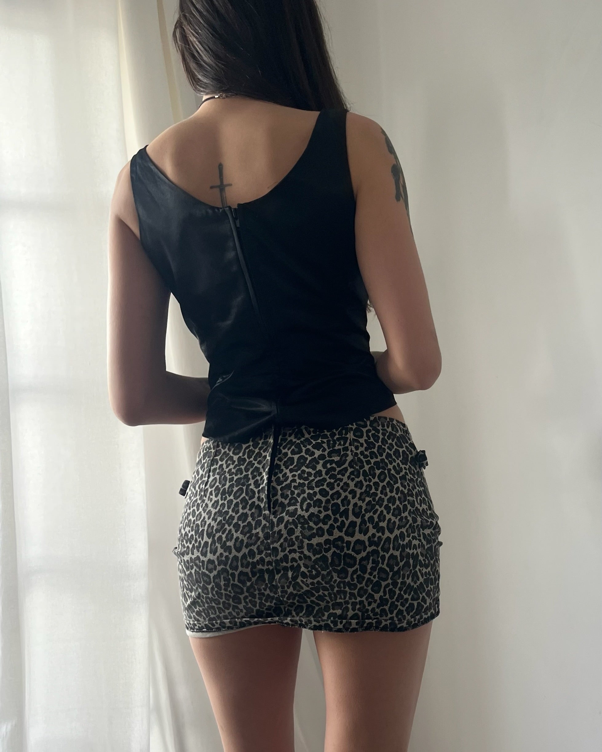 90s black lace up corset top