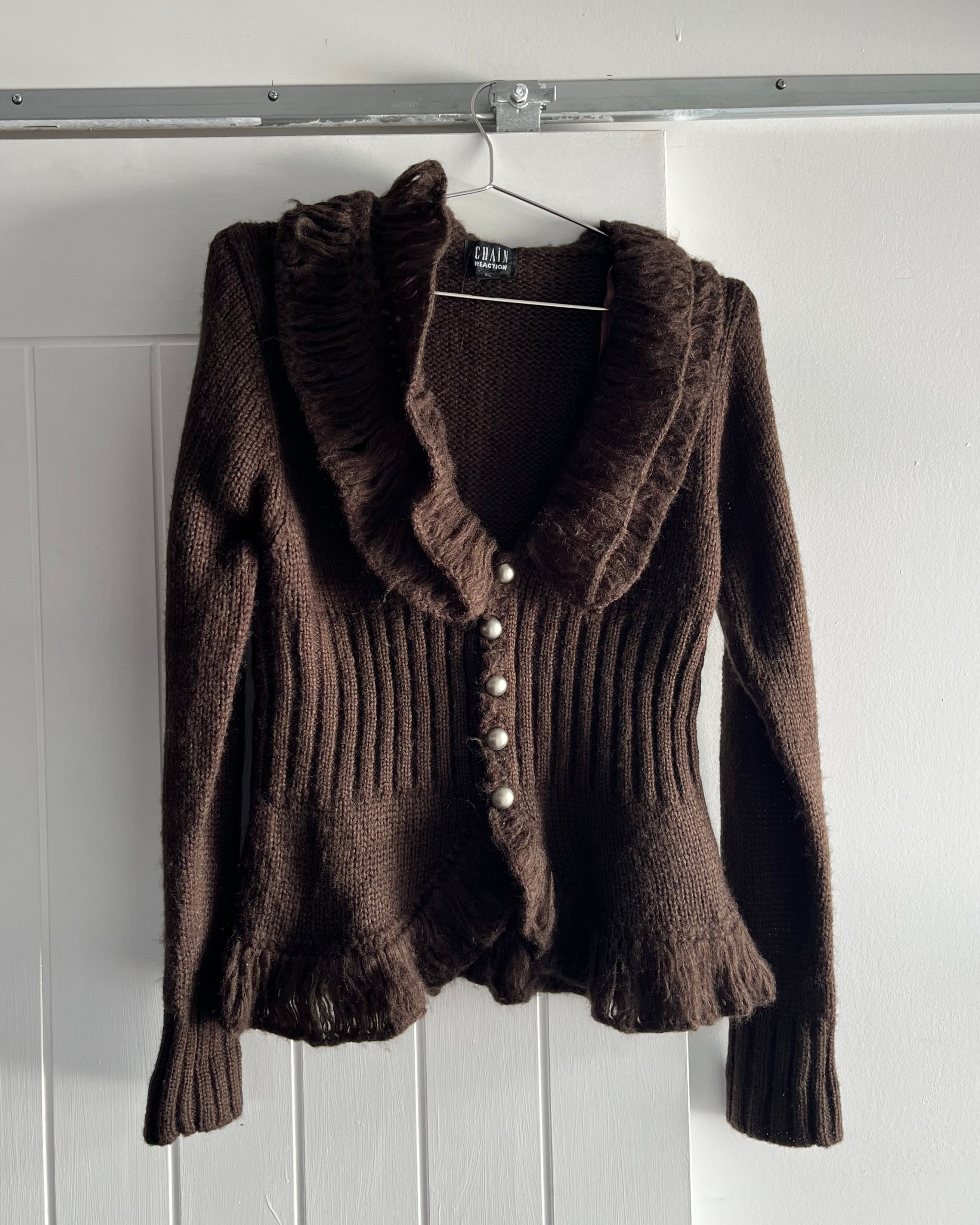 2000s brown button up cardigan.