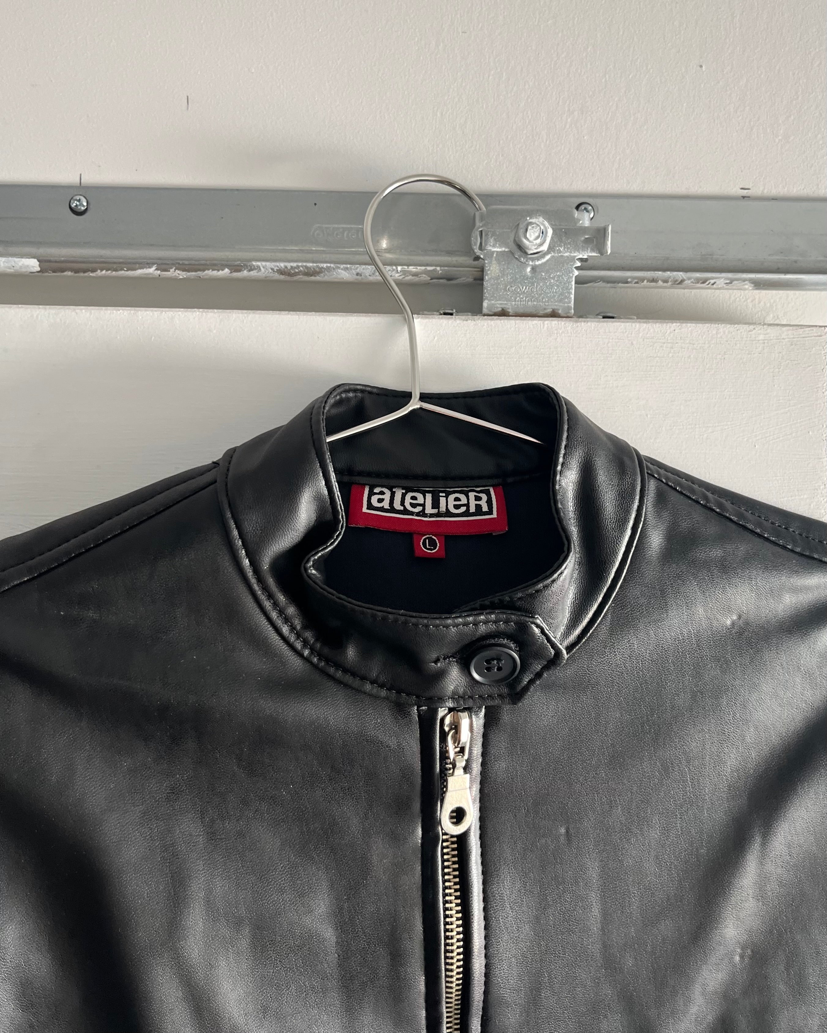 2000s black vegan leather  jacket