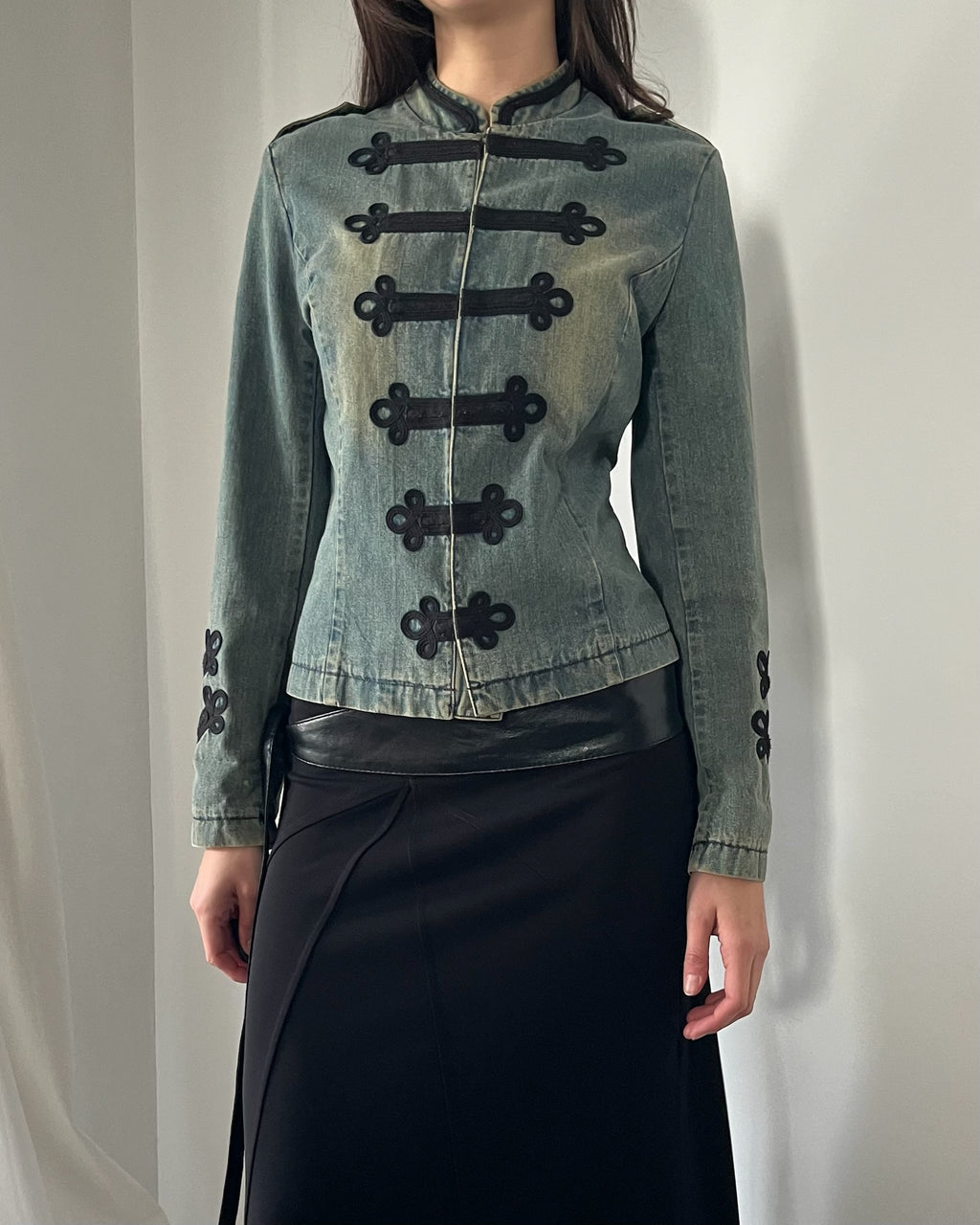 2000s military style denim jacket