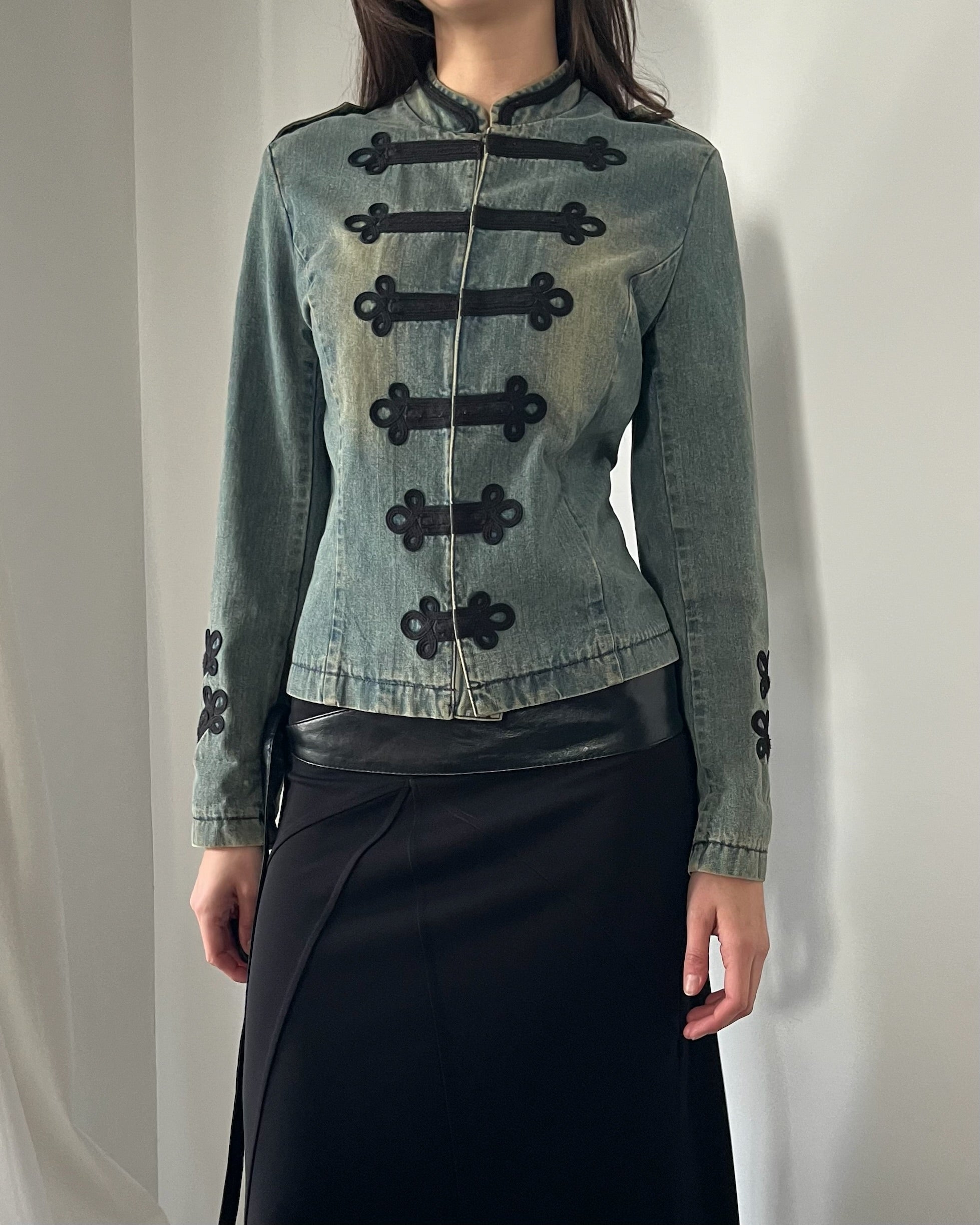 2000s military style denim jacket